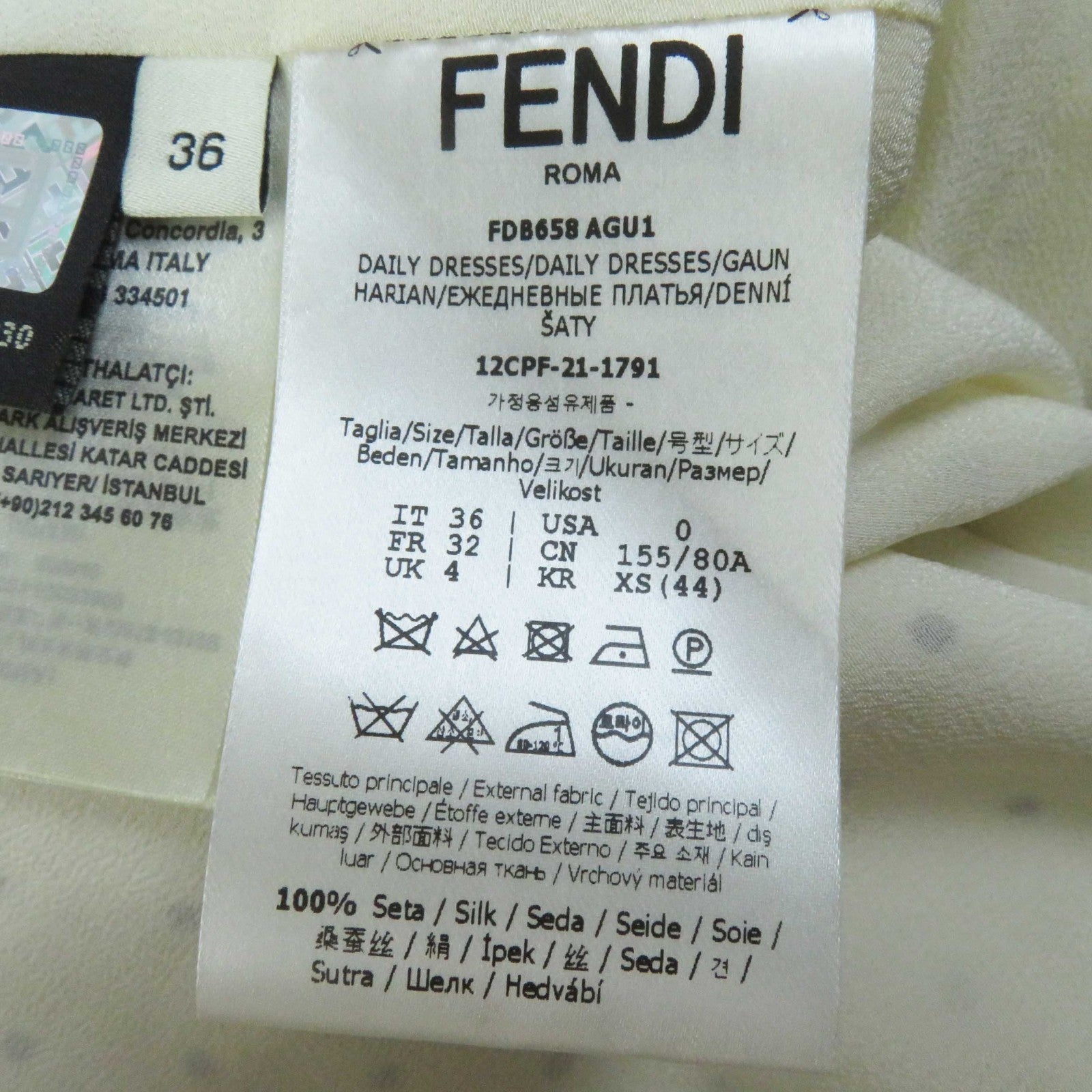 Fendi Silk Calligraphy Polka Dot FF Logo Dress