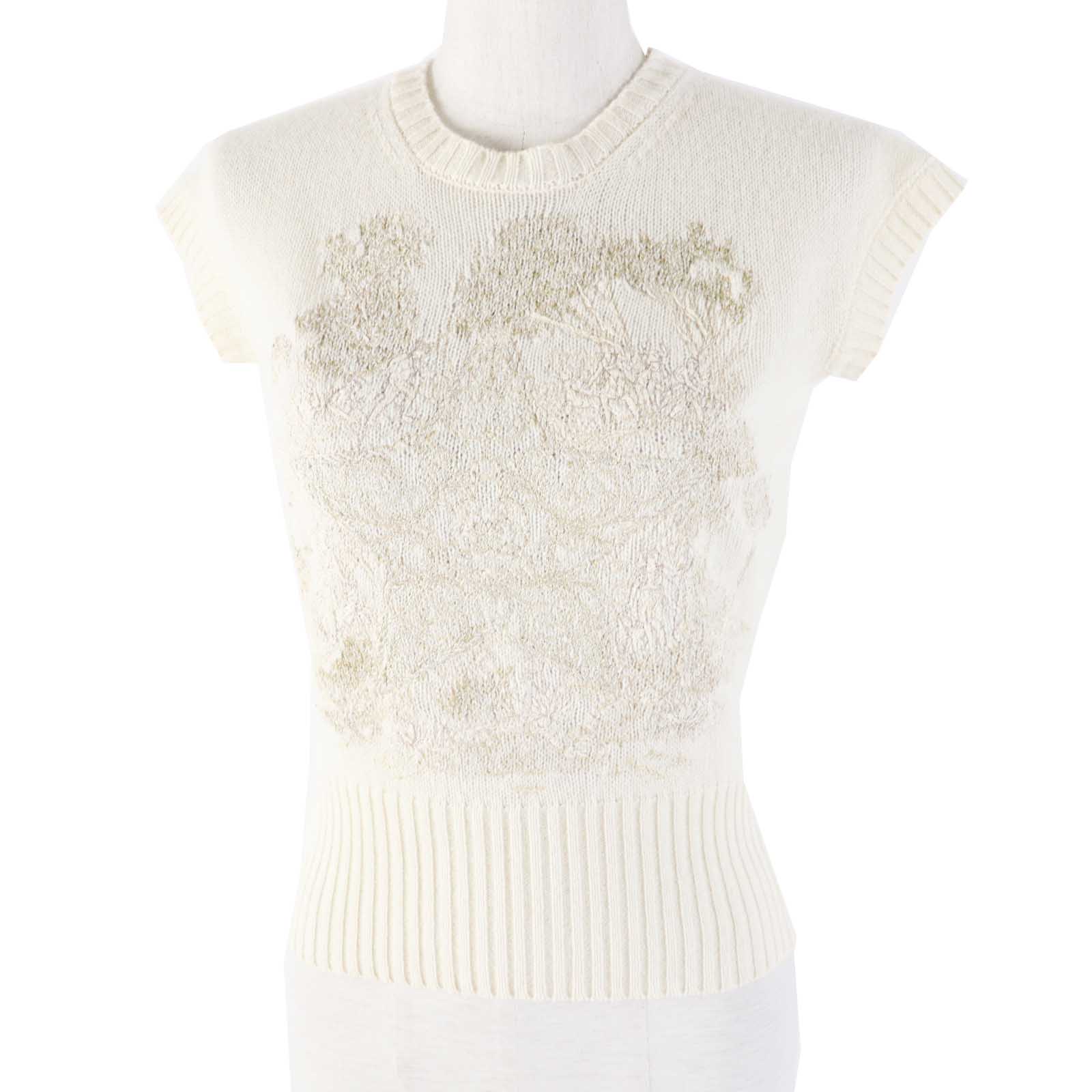 Dior Cashmere Rayon Knit Ivory Gold 38