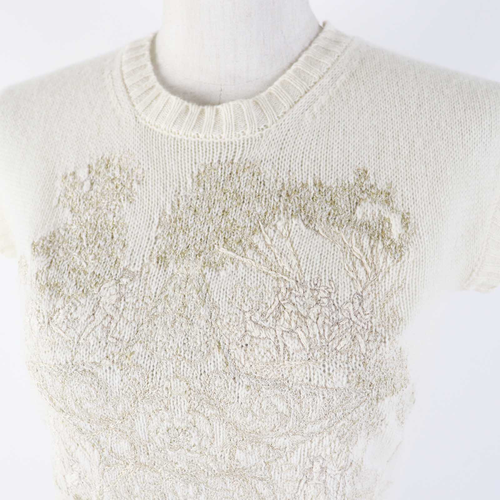 Dior Cashmere Rayon Knit Ivory Gold 38