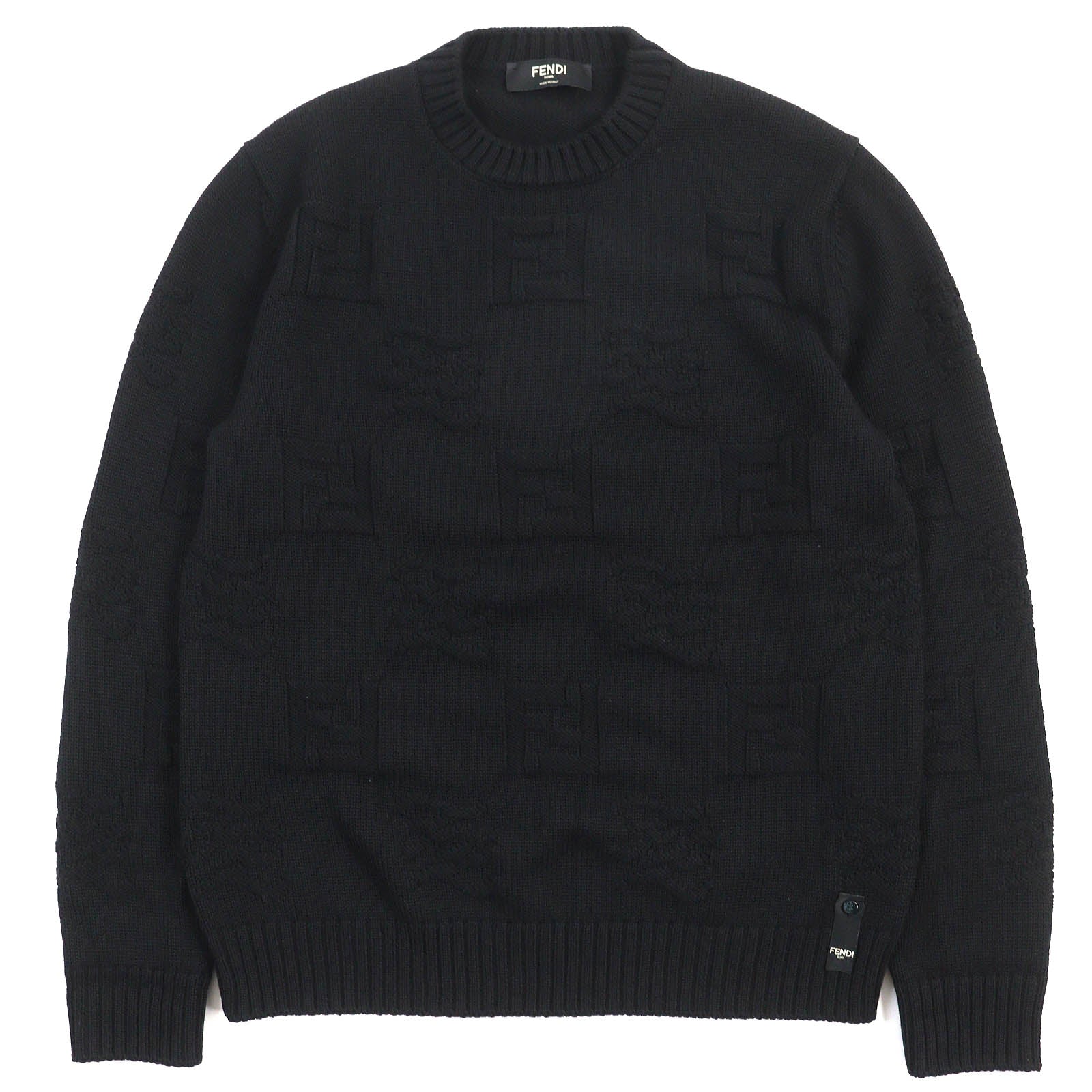 Fendi Virgin Wool FF Logo Crew Neck Sweater