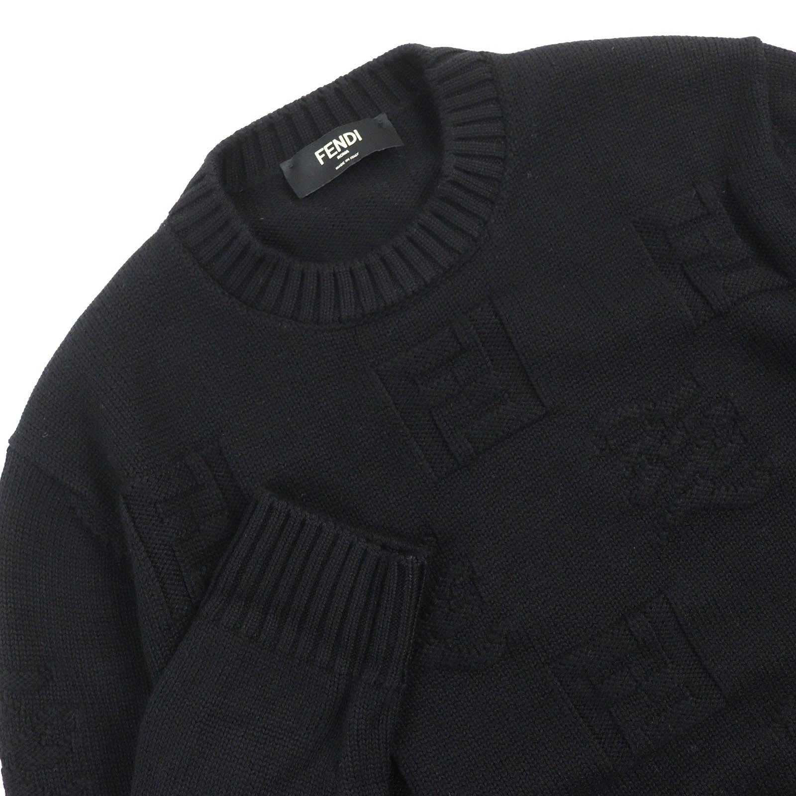 Fendi Virgin Wool FF Logo Crew Neck Sweater