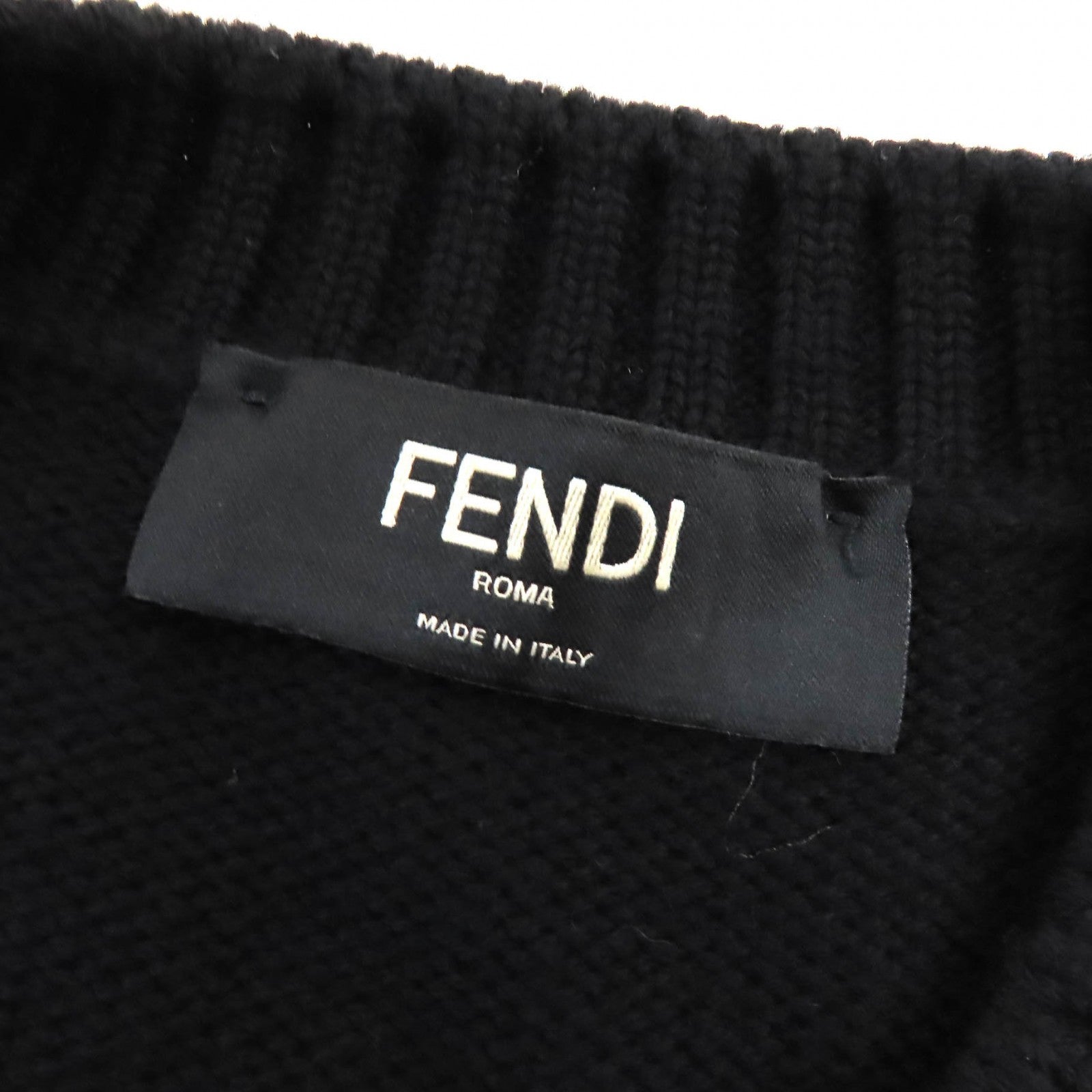 Fendi Virgin Wool FF Logo Crew Neck Sweater