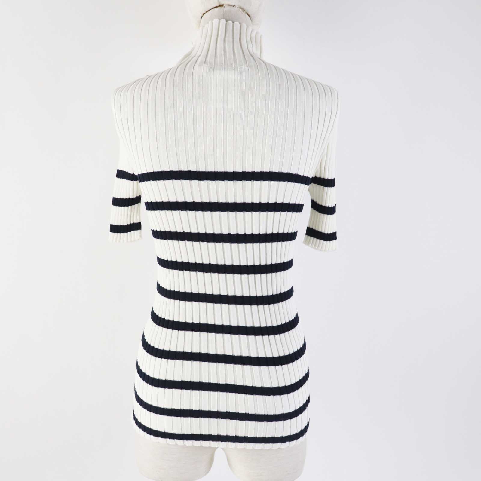 Dior Cotton Logo Button Border Knit Top