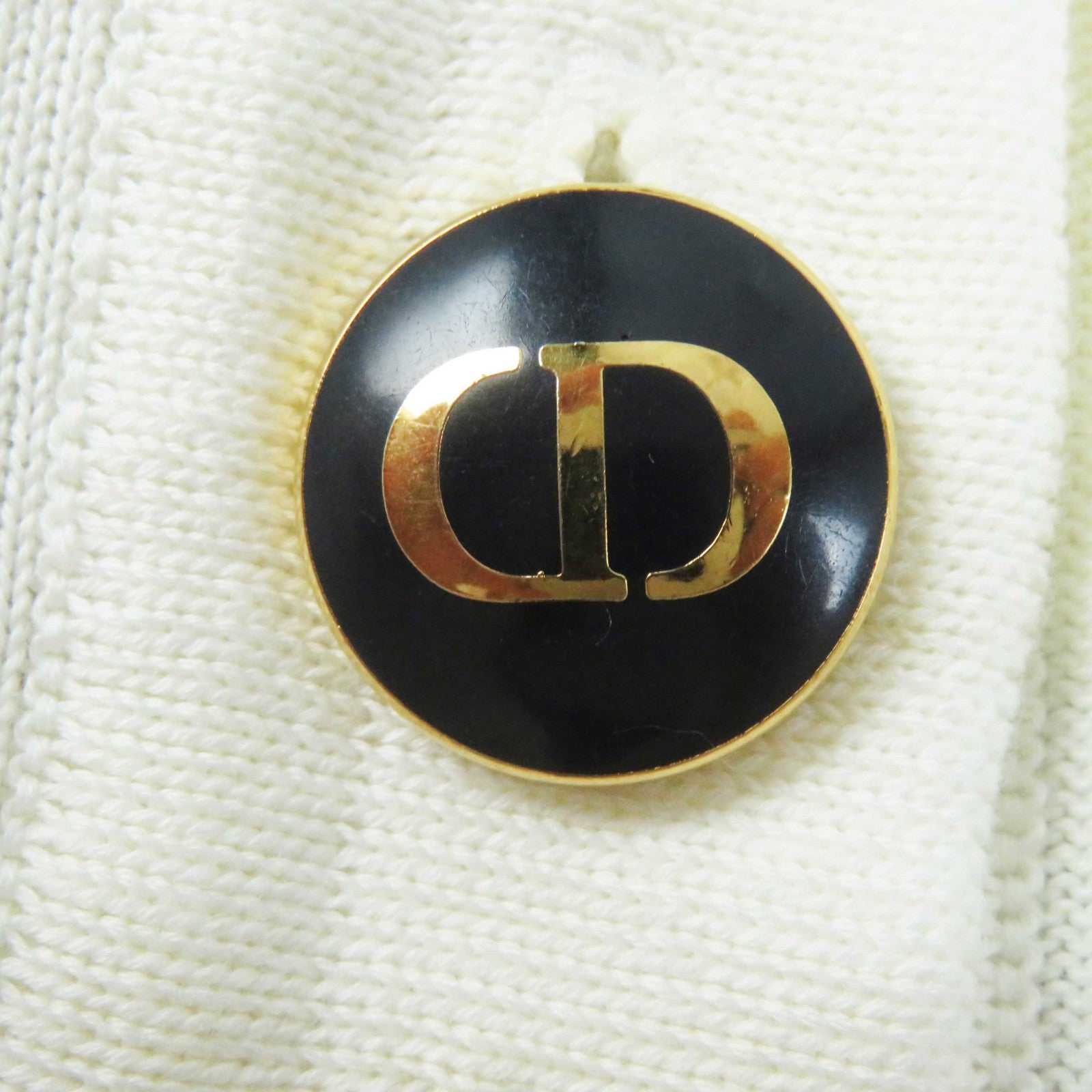 Dior Cotton Logo Button Border Knit Top