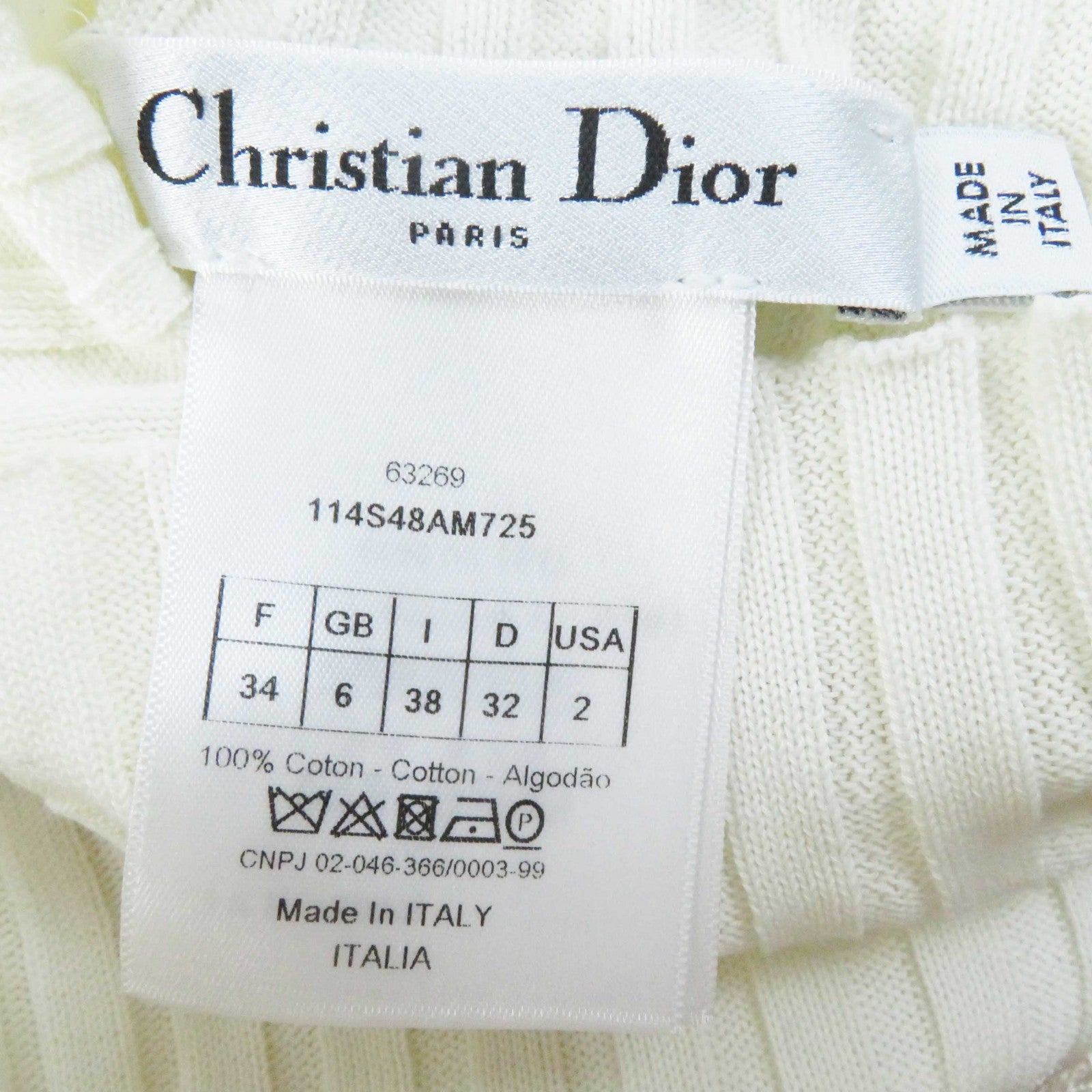 Dior Cotton Logo Button Border Knit Top