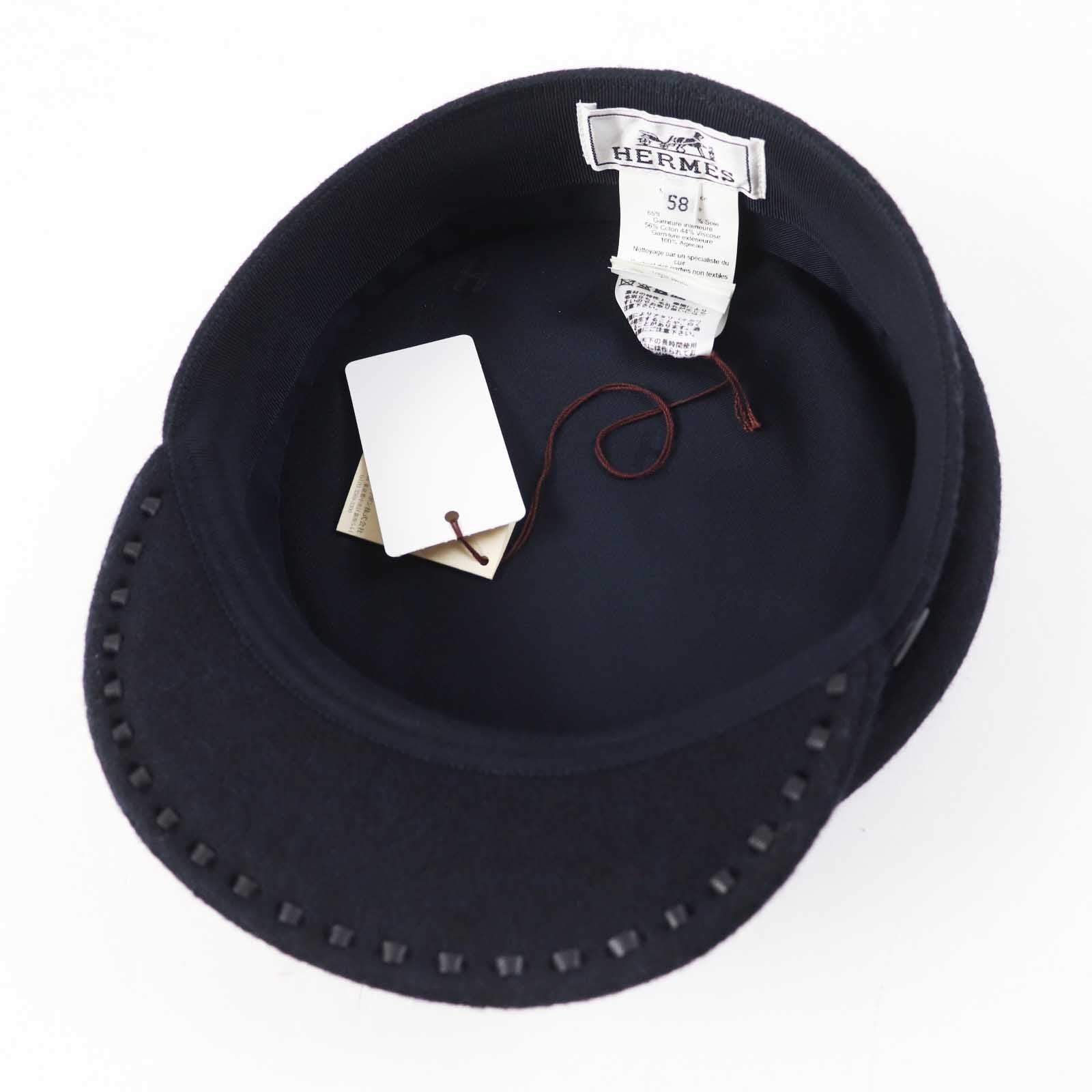 Hermes Wool Rayon Leather Stitch Cap