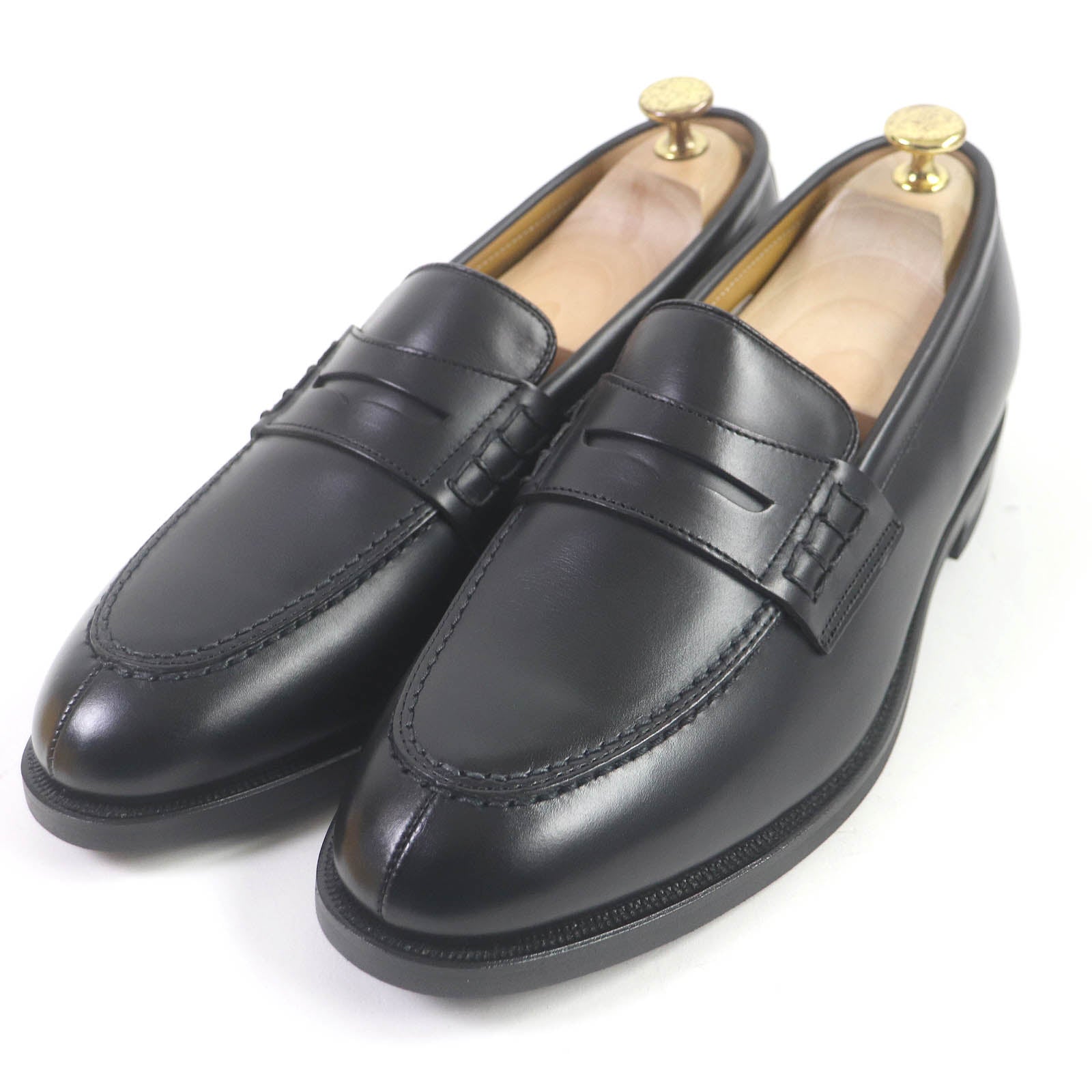 Leather U-tip Penny Loafers Black 26EEE