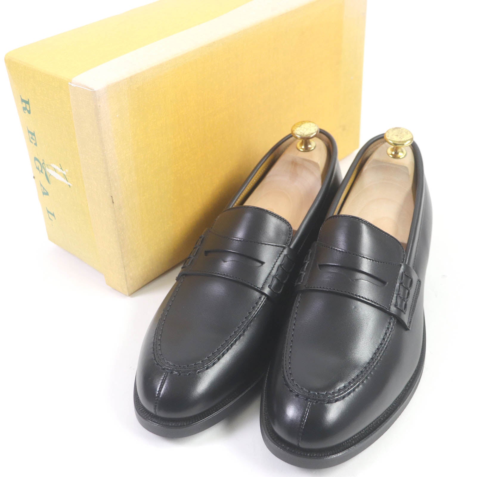 Leather U-tip Penny Loafers Black 26EEE