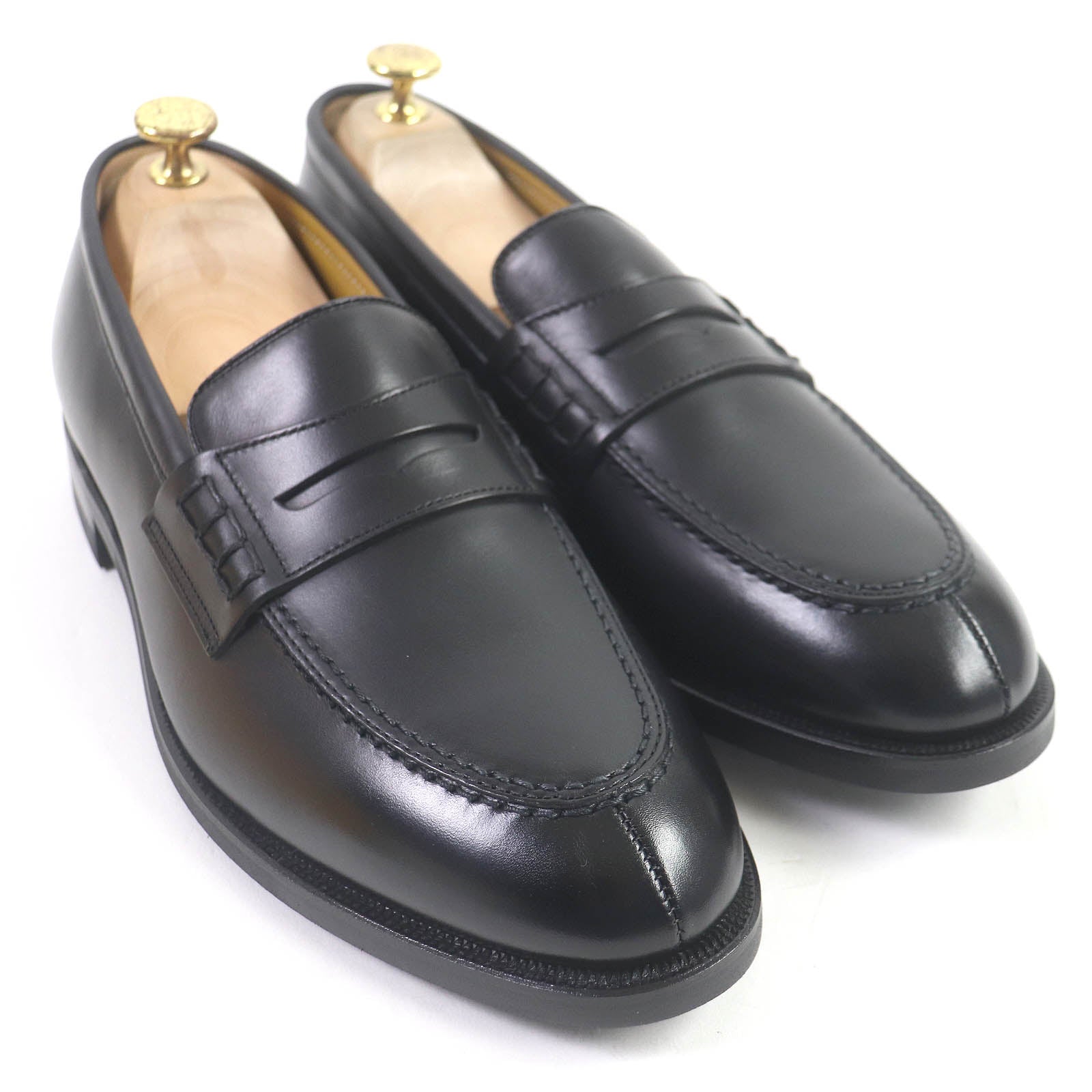 Leather U-tip Penny Loafers Black 26EEE