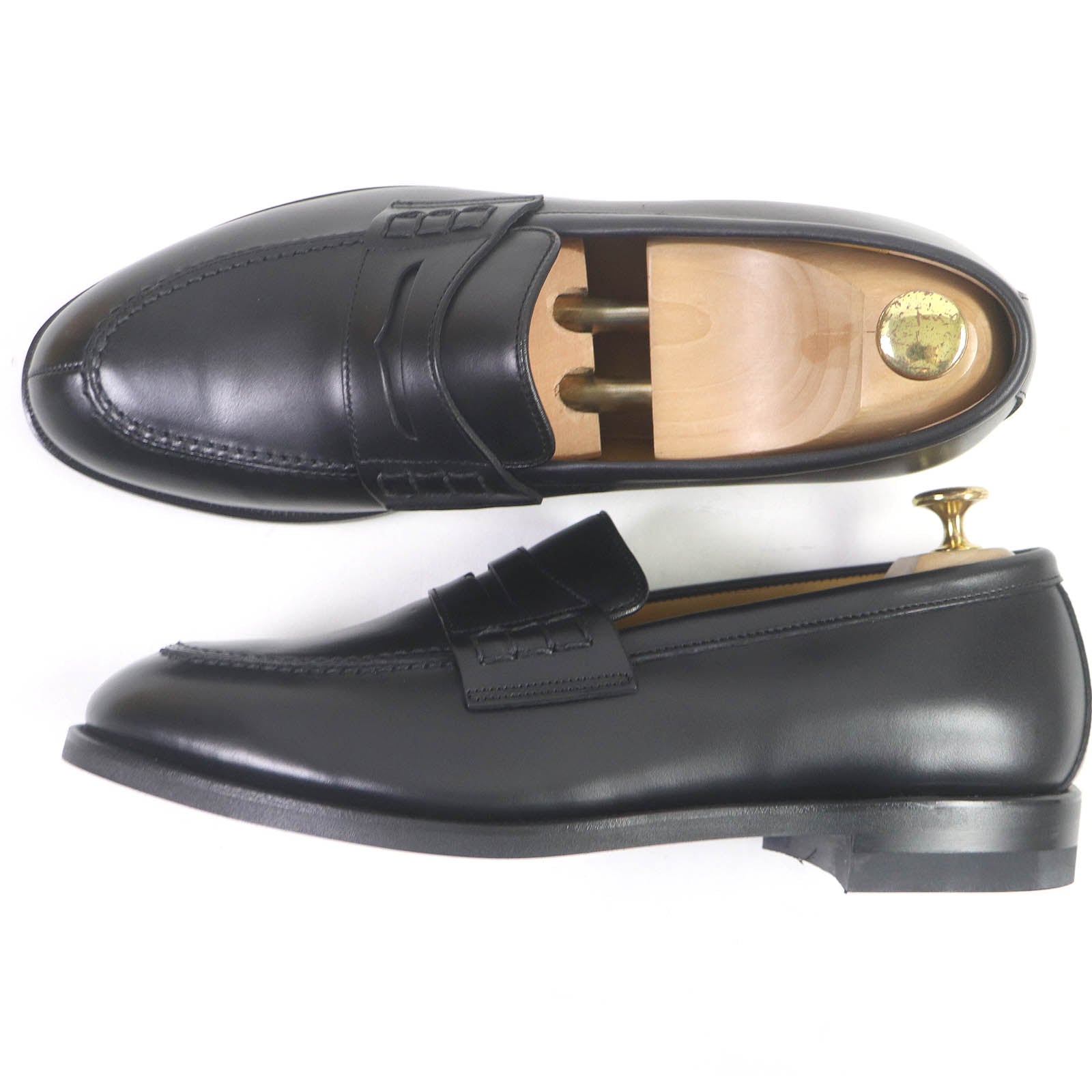 Leather U-tip Penny Loafers Black 26EEE