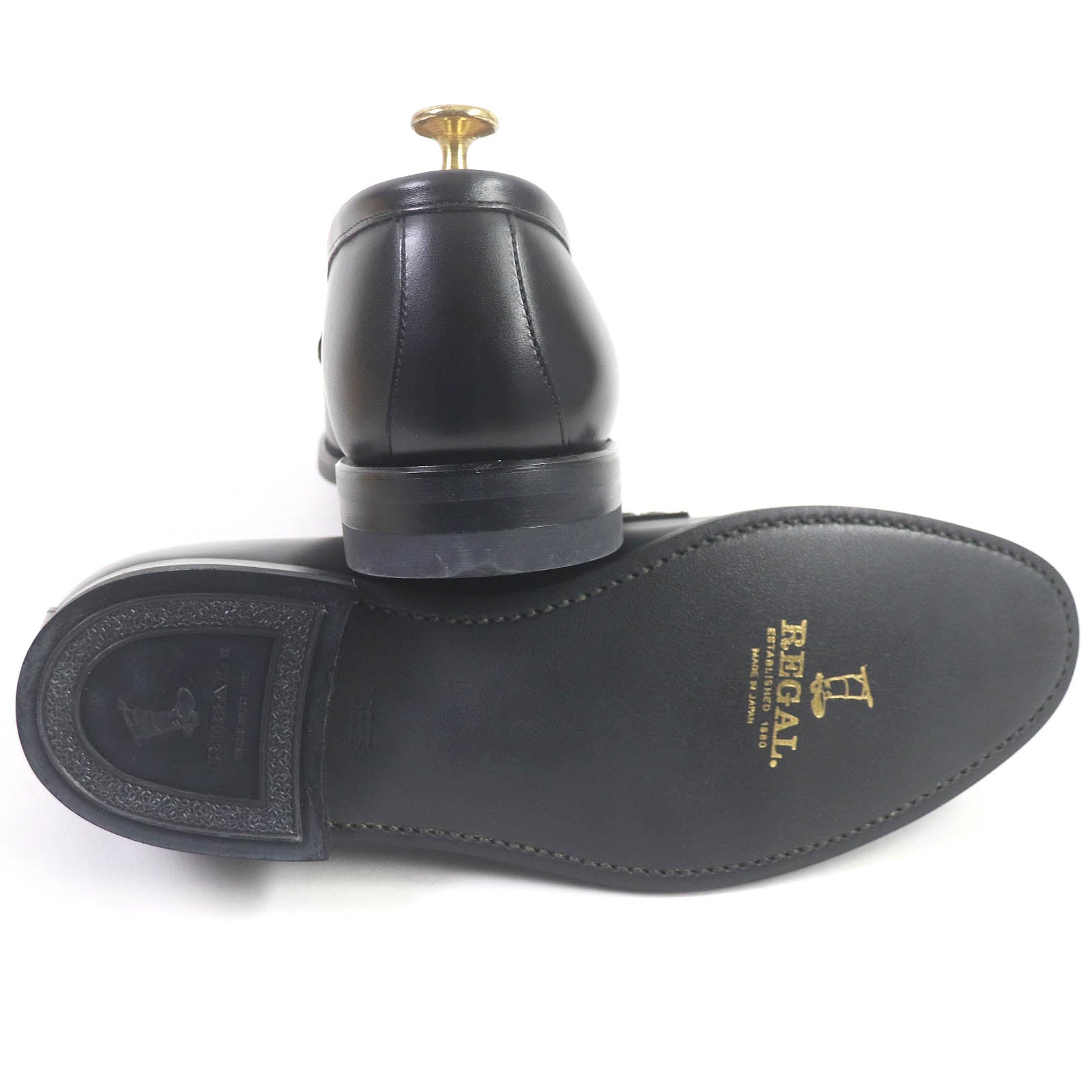 Leather U-tip Penny Loafers Black 26EEE