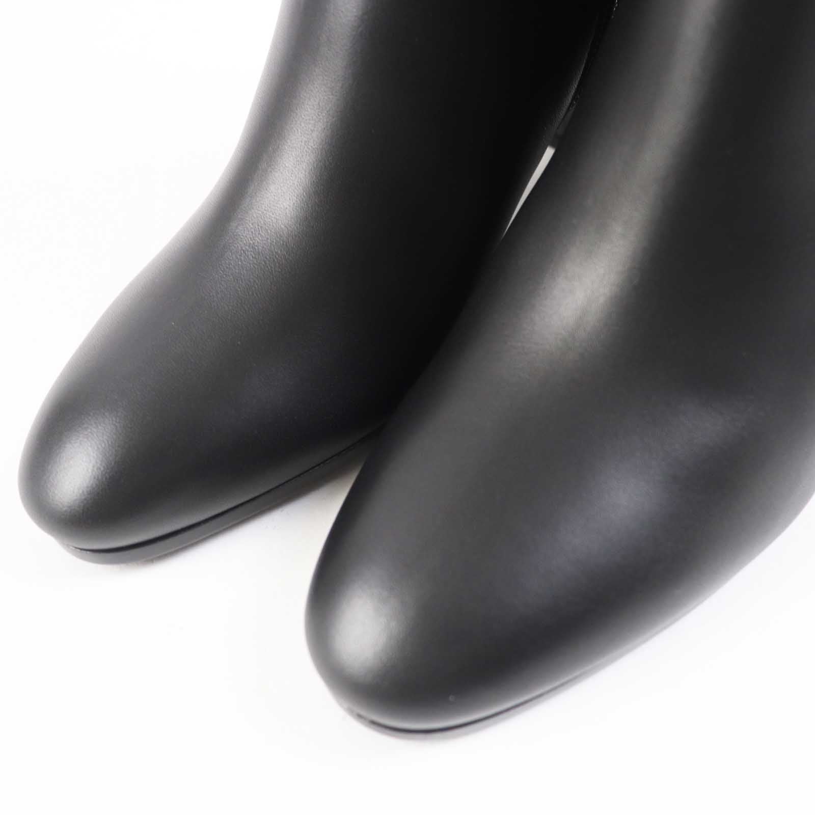 Hermes Kelly Metal Leather Short Boots Black