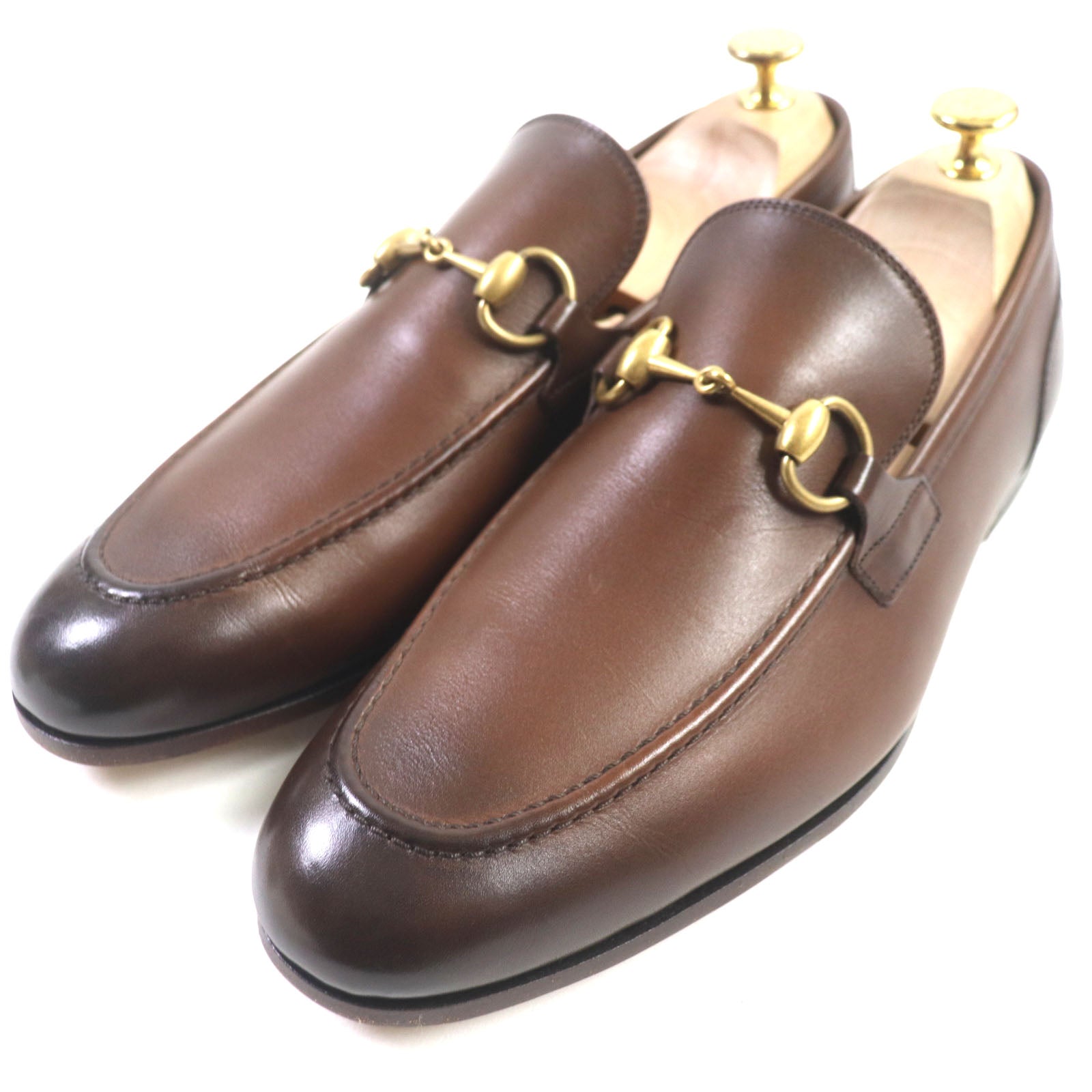 GUCCI Jordaan Leather Loafers Brown 406994