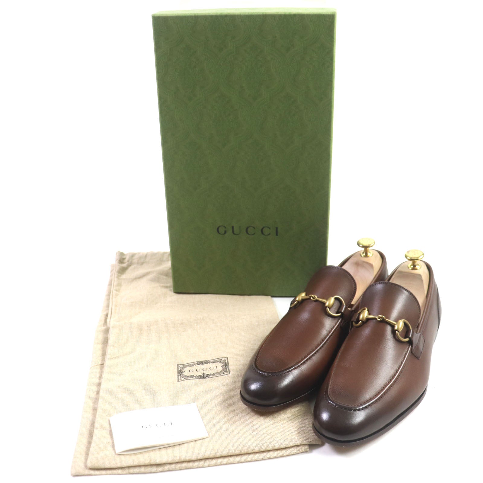 GUCCI Jordaan Leather Loafers Brown 406994