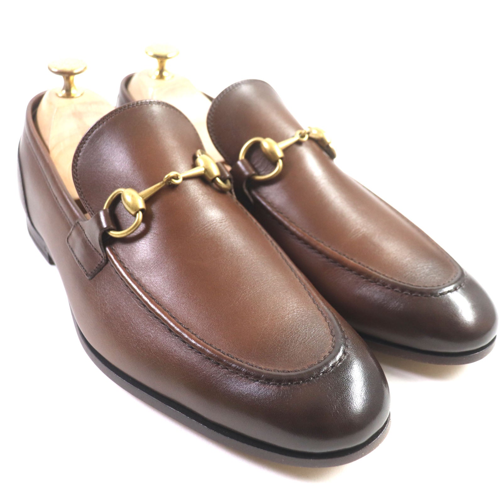 GUCCI Jordaan Leather Loafers Brown 406994