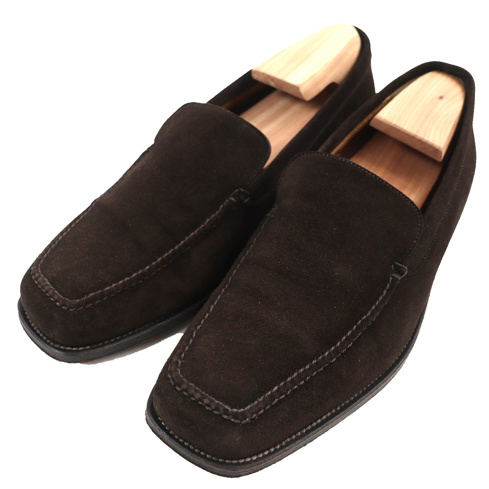 John Lobb Suede Leather Loafers Dark Brown