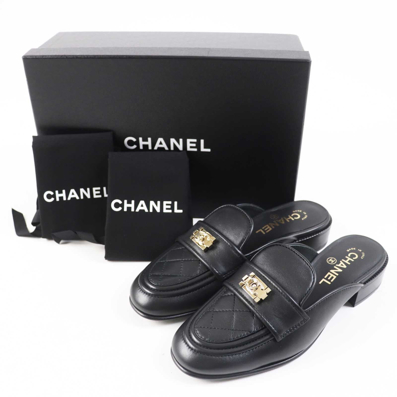 Chanel COCO Mark Matrasse Leather Mule 37.5