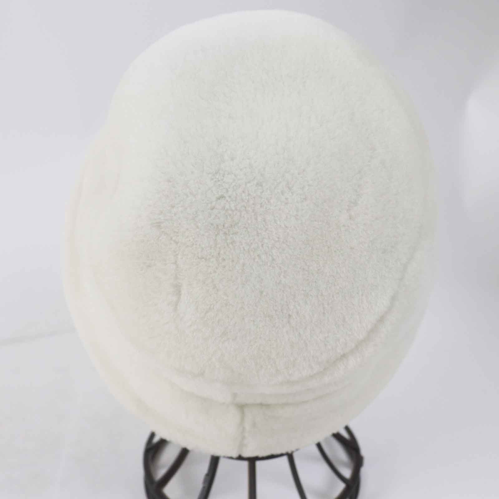 Prada Mouton Silk Logo Hat Ivory