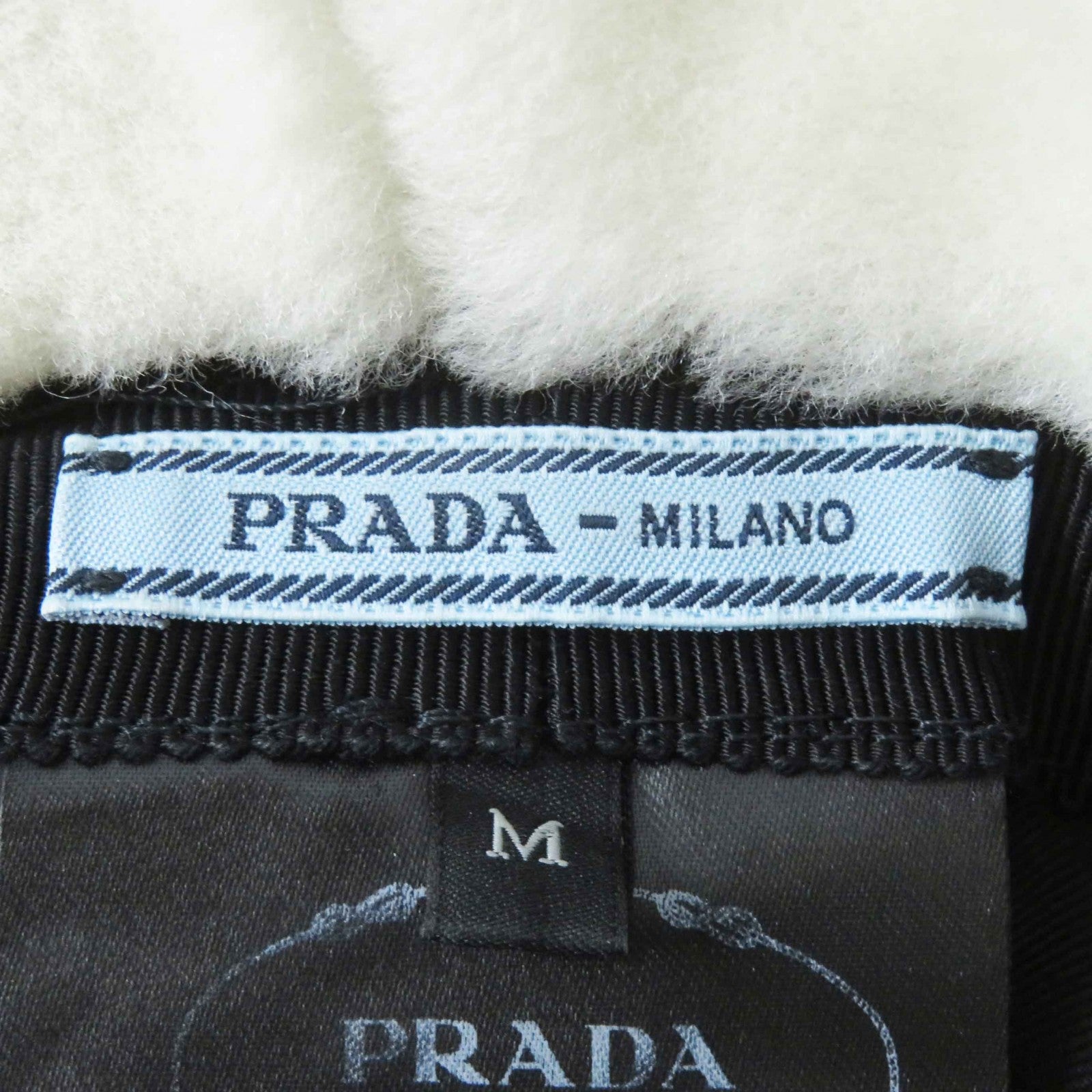 Prada Mouton Silk Logo Hat Ivory