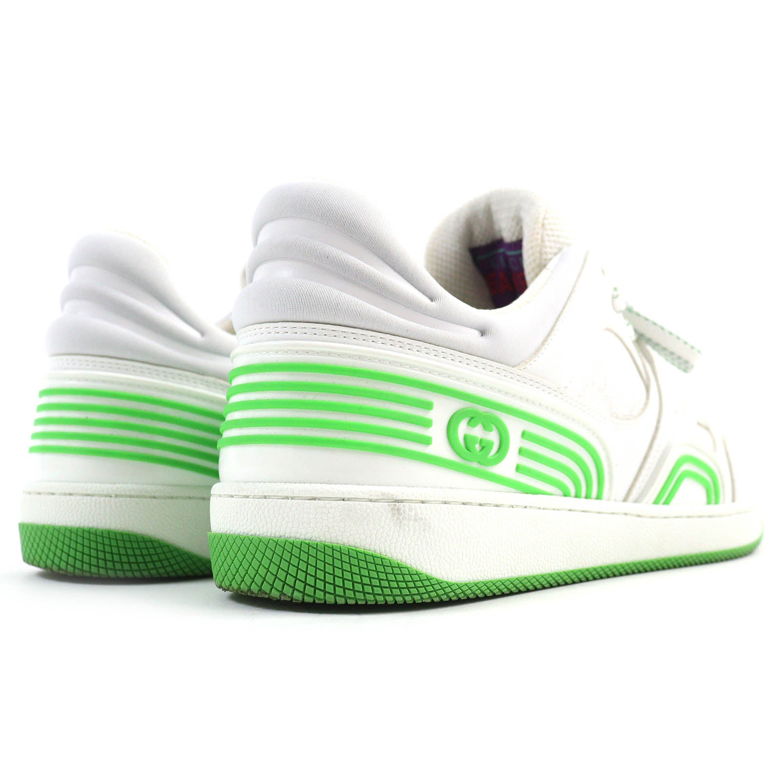 Gucci GG Pattern Leather Low Cut Sneakers White Green