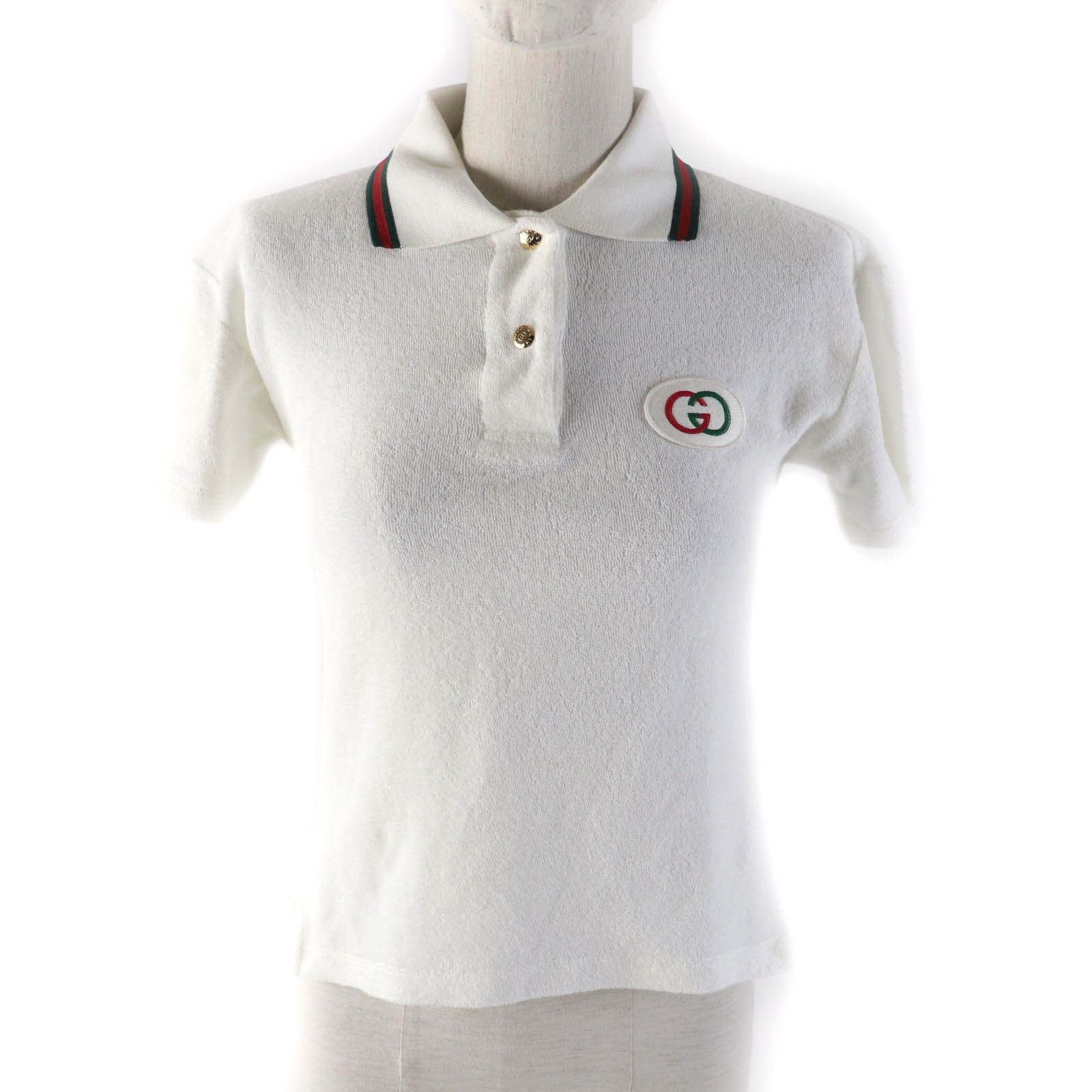 GUCCI Cotton Web Stripe Polo Shirt XS