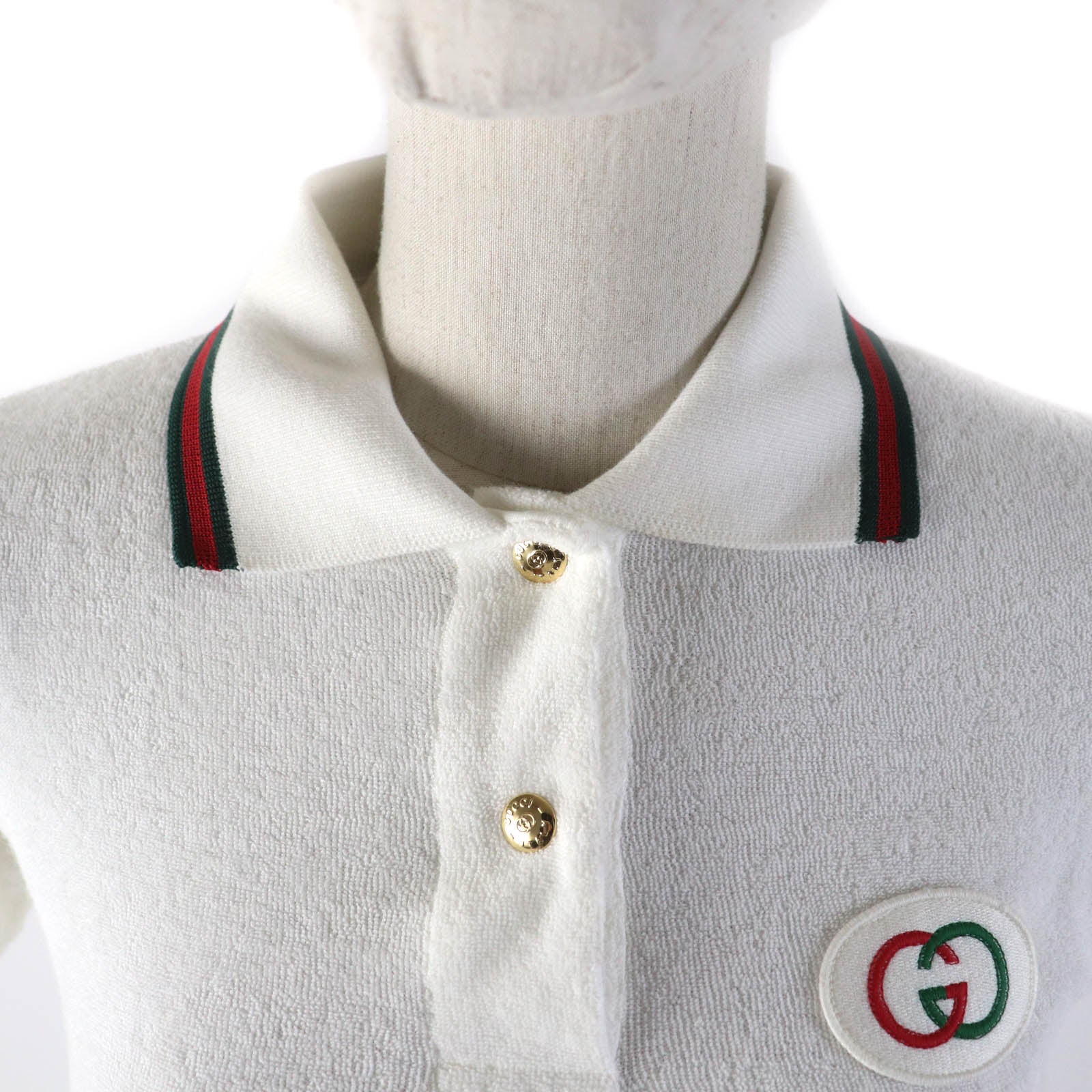 GUCCI Cotton Web Stripe Polo Shirt XS