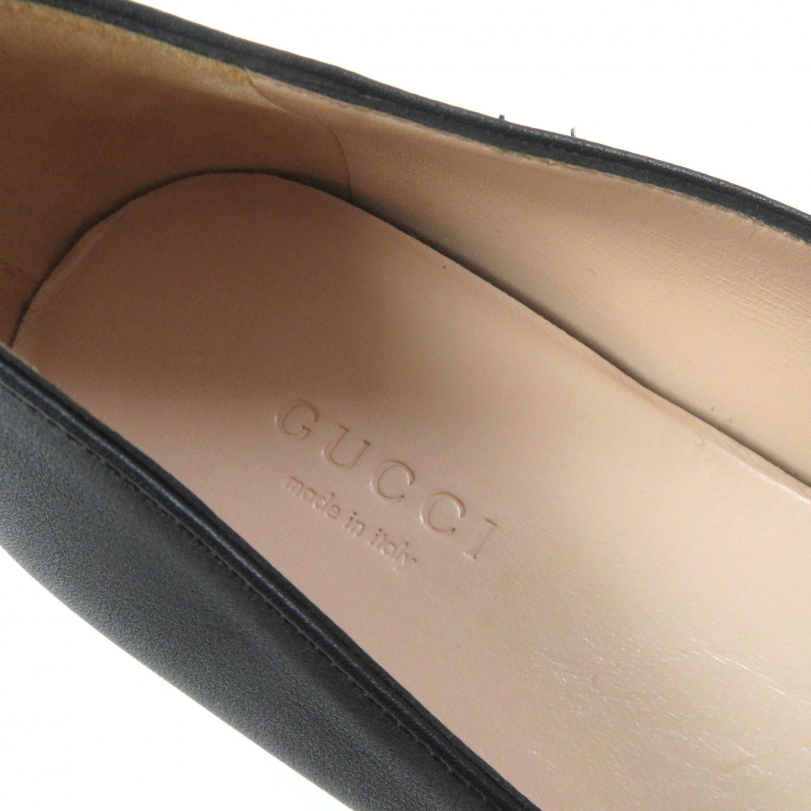 Gucci Leather Flat Pumps Double G Black 36