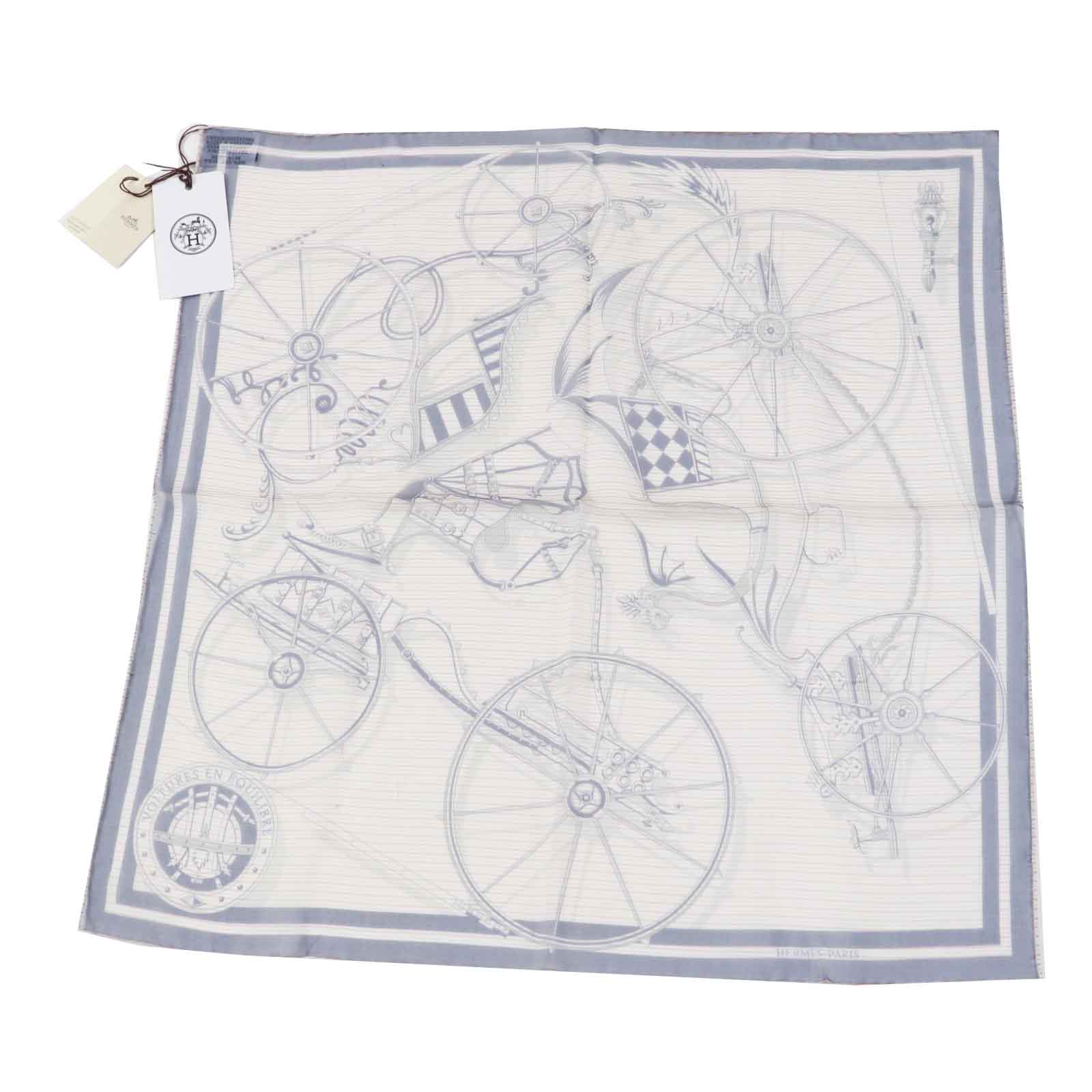 Hermes Silk Gavroche Scarf Navy Beige