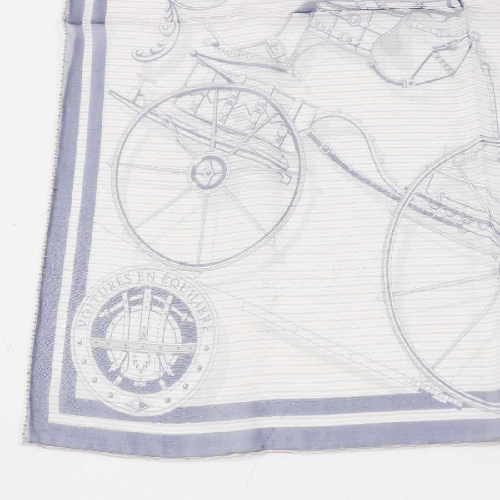 Hermes Silk Gavroche Scarf Navy Beige