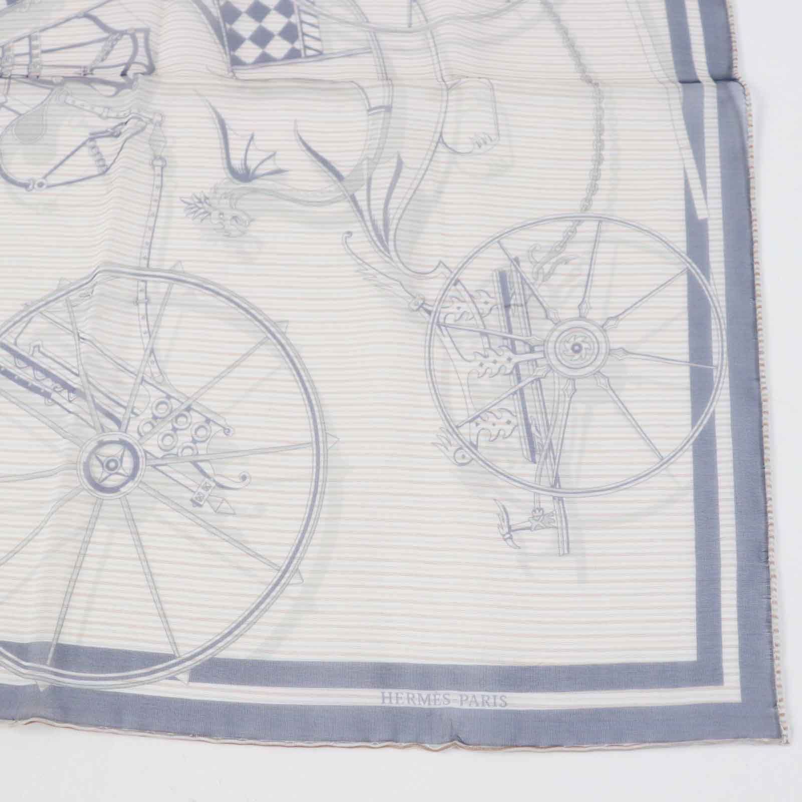 Hermes Silk Gavroche Scarf Navy Beige