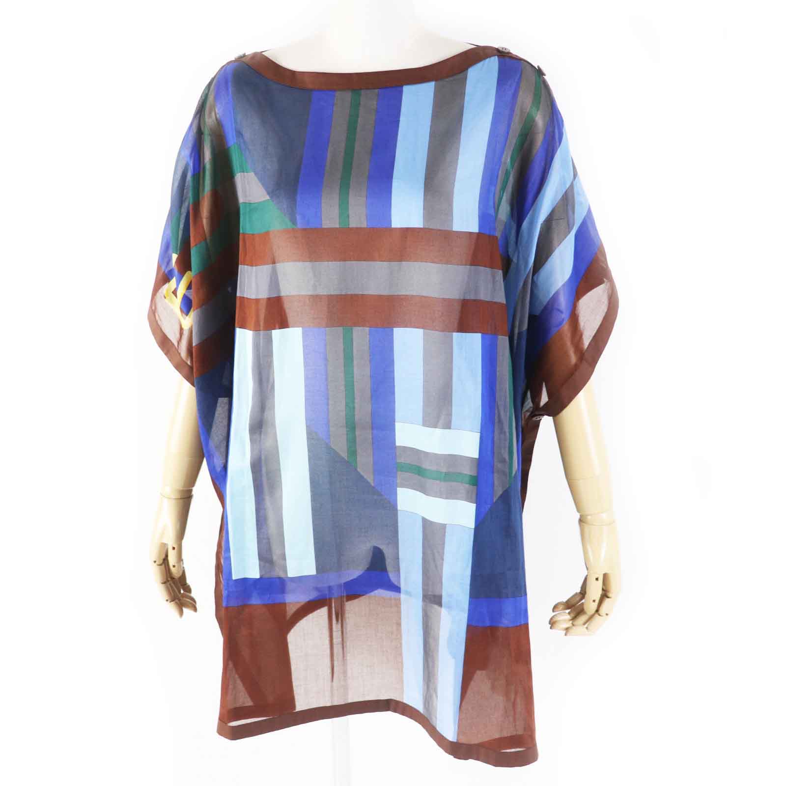 HERMES SANGLES EN ZIGZAG Cotton Tunic Blue