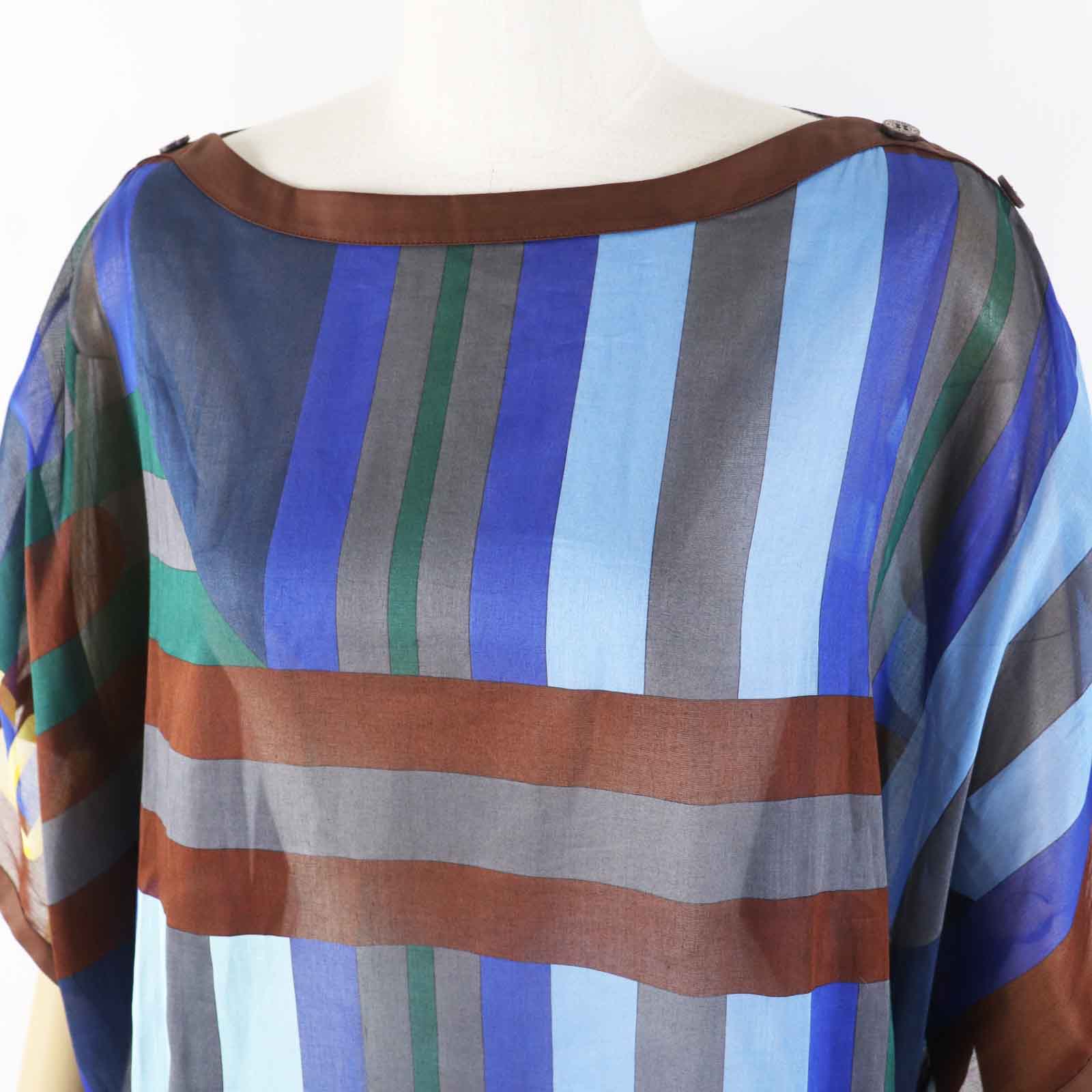 HERMES SANGLES EN ZIGZAG Cotton Tunic Blue