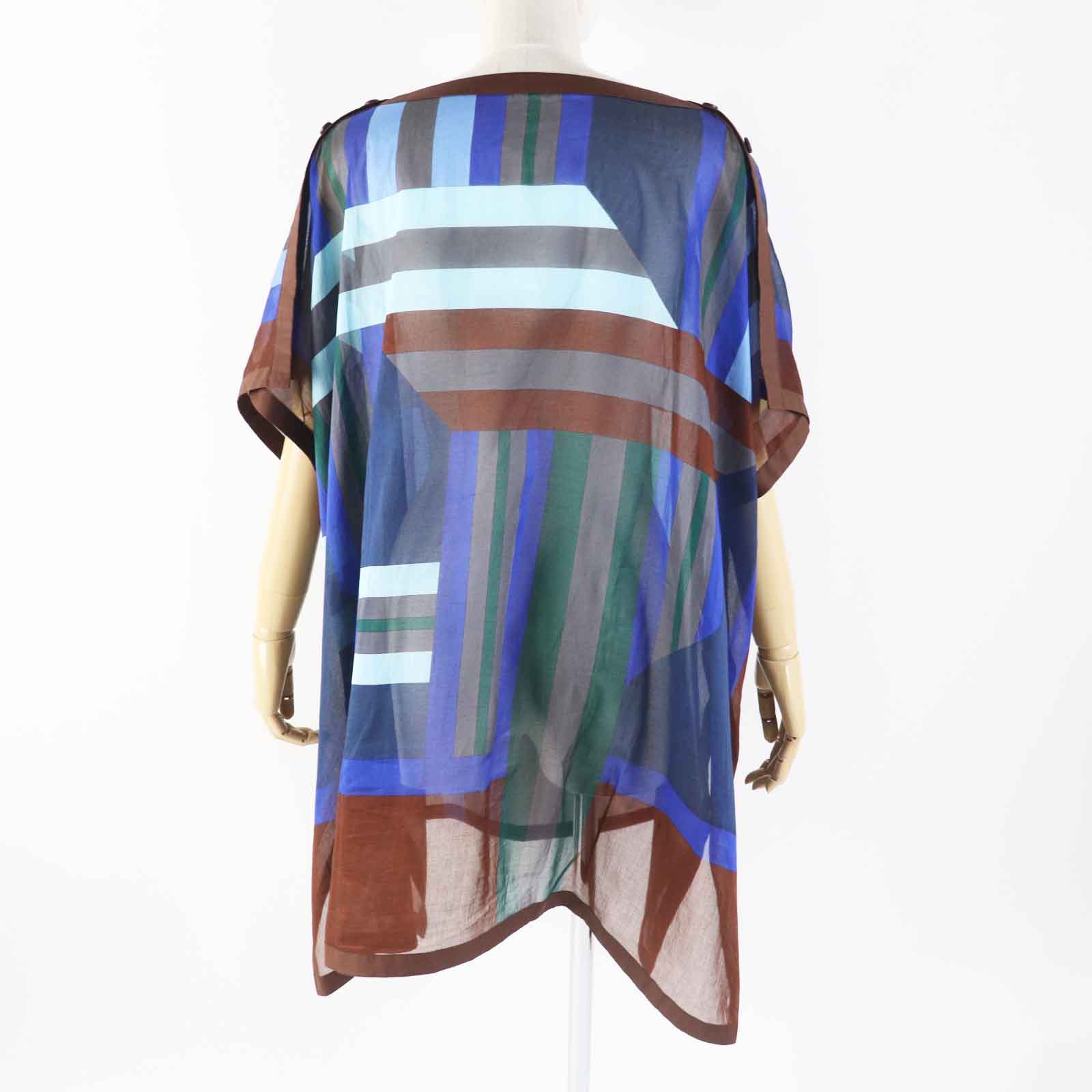 HERMES SANGLES EN ZIGZAG Cotton Tunic Blue