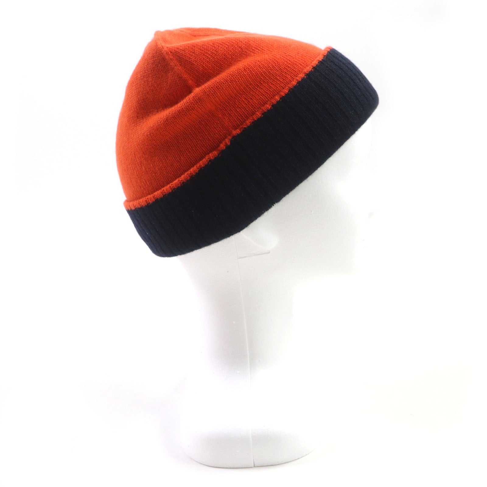 Hermes Cashmere Reversible Hat Orange Navy