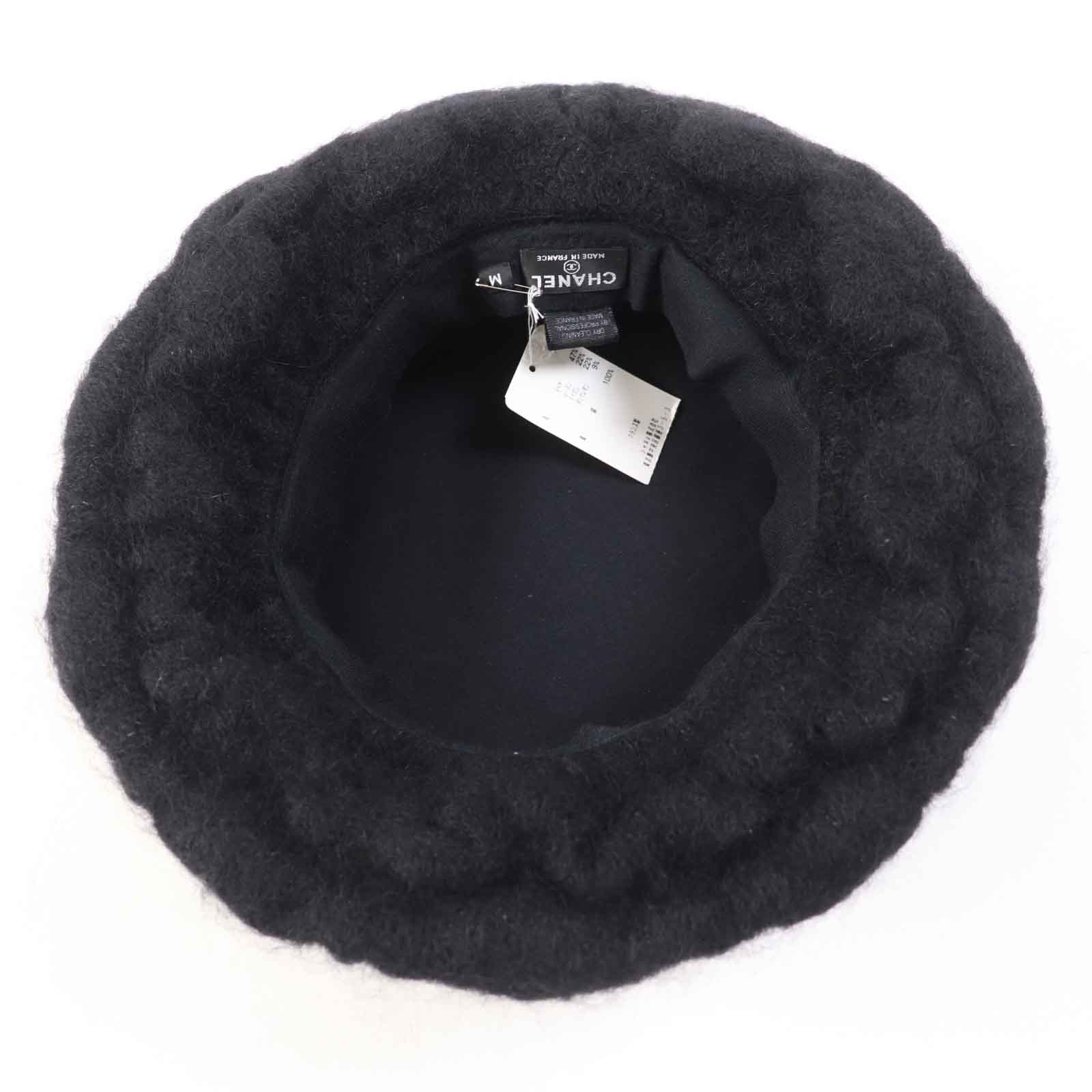 Chanel Mohair Rayon COCO Mark Hat Black M