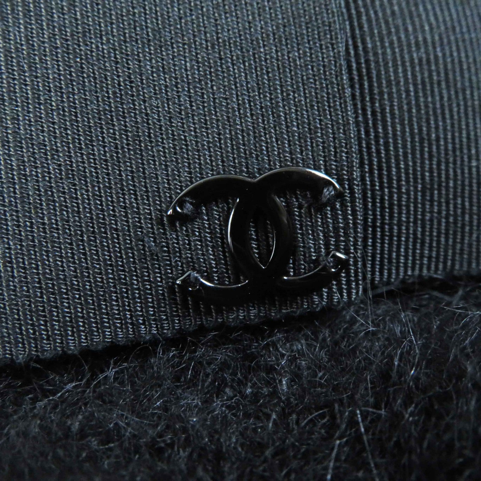 Chanel Mohair Rayon COCO Mark Hat Black M