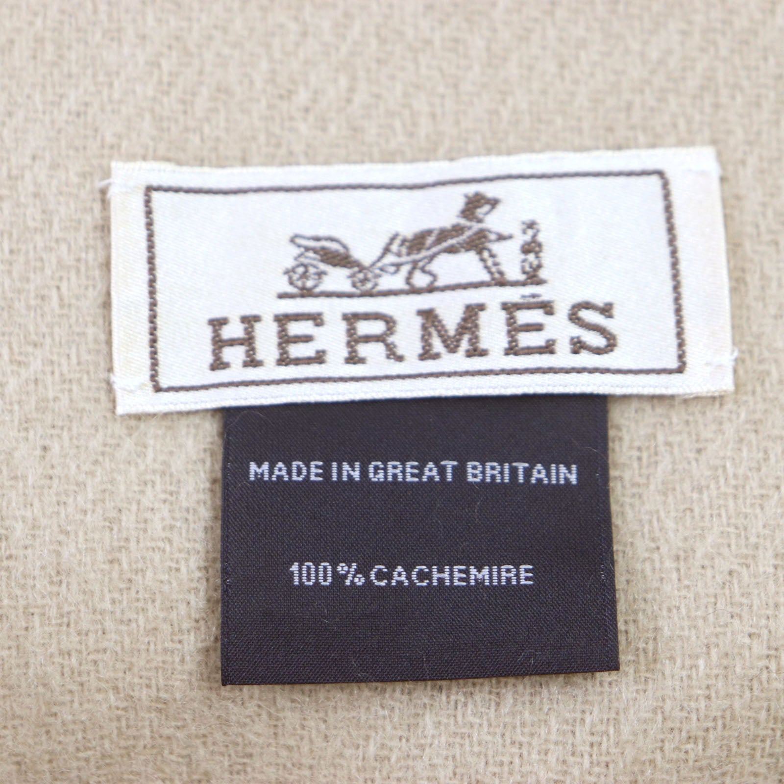 HERMES Cashmere Reversible Scarf Brown