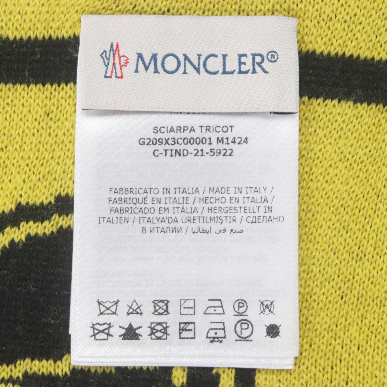 Moncler Wool Acrylic Scarf Yellow Black