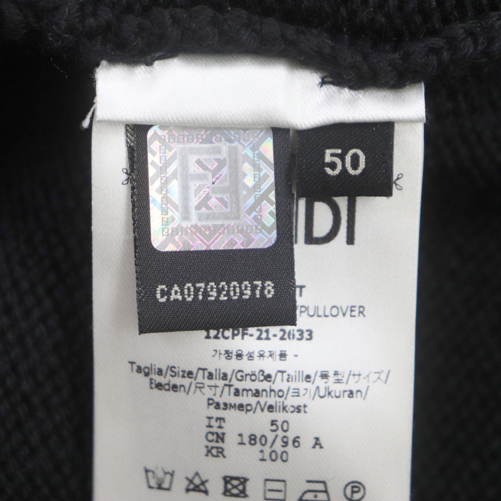 Fendi FF Logo Wool Knit Sweater Black