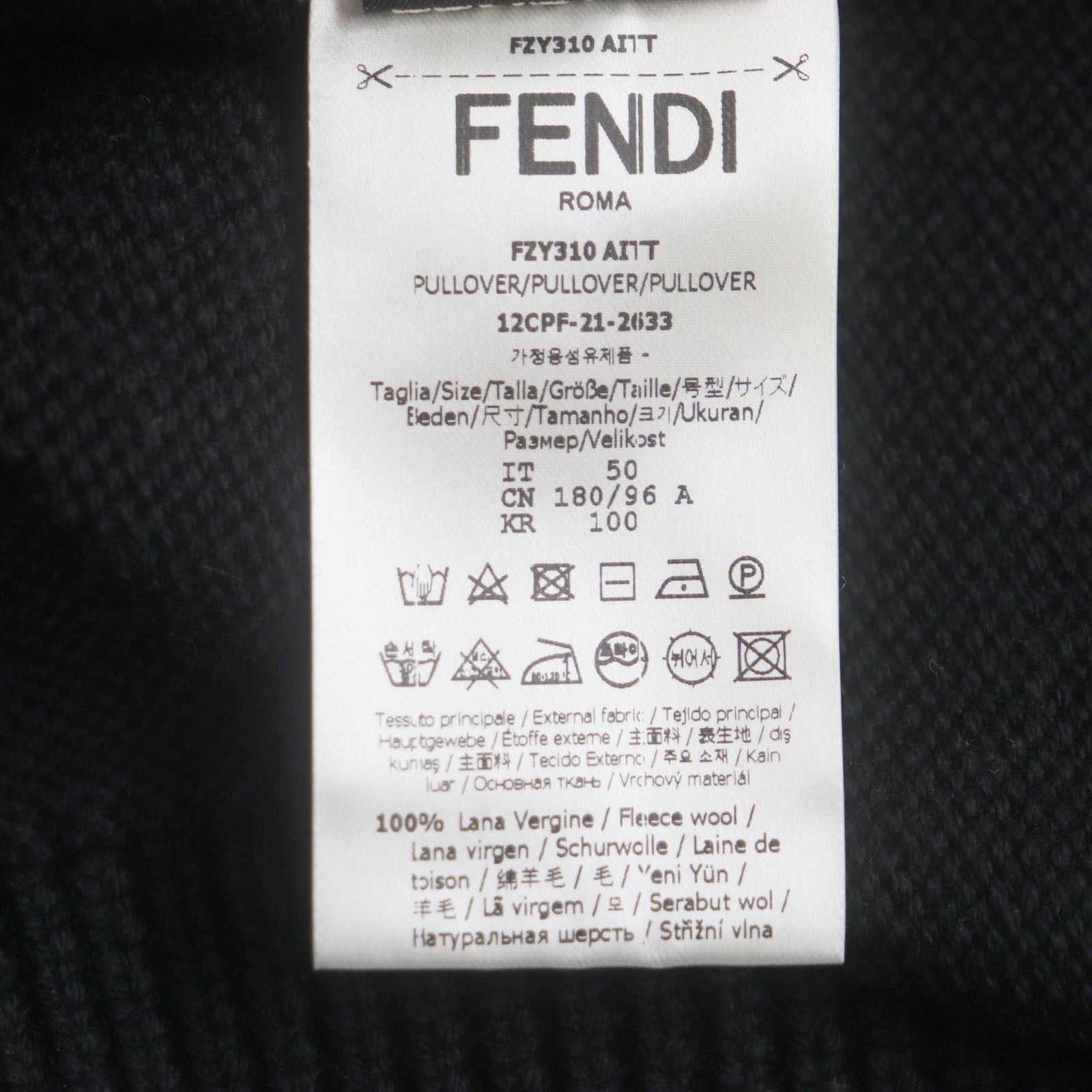 Fendi FF Logo Wool Knit Sweater Black