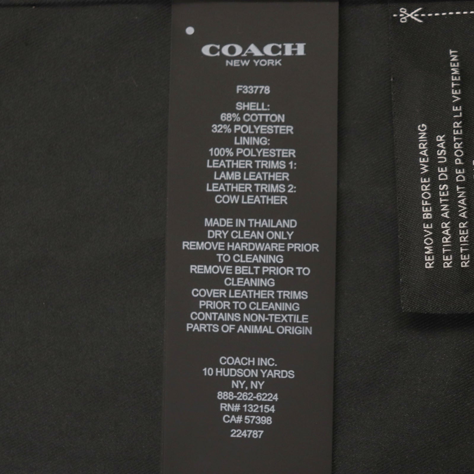 COACH F33778 Trench Coat Black L