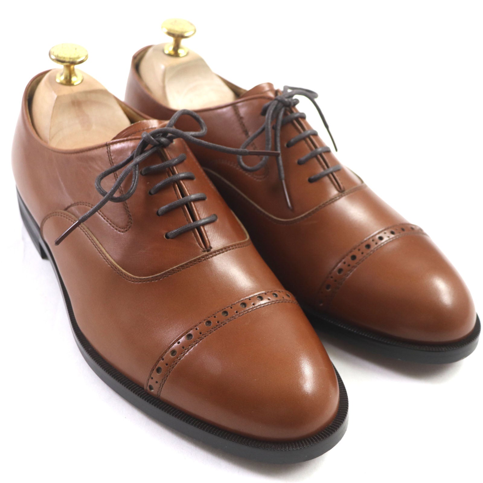 REGAL Leather Punched Cap Toe Shoes Brown