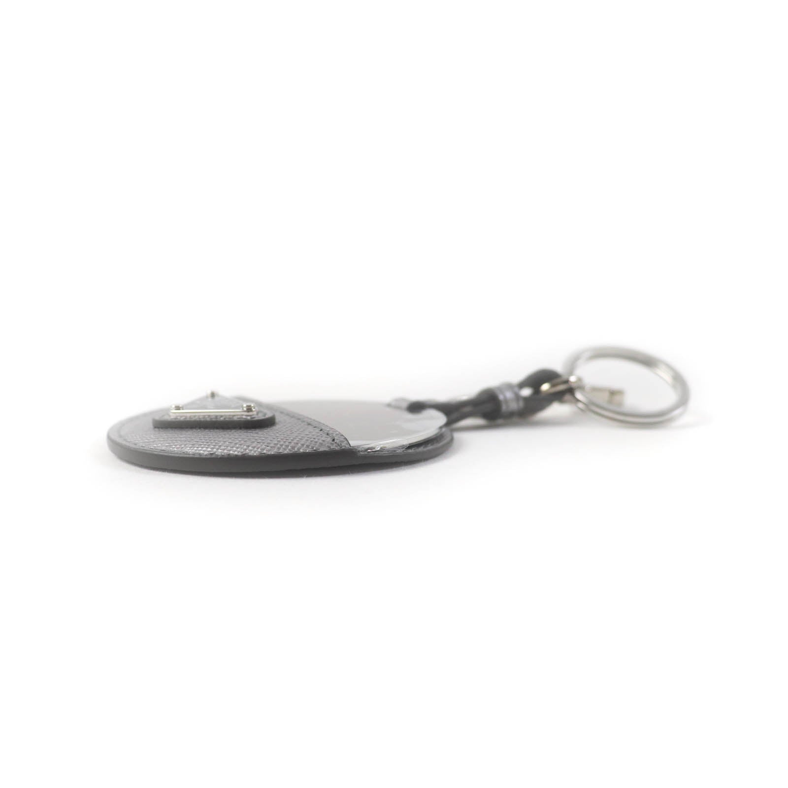 Prada Triangle Logo Key Ring with Mirror Charm