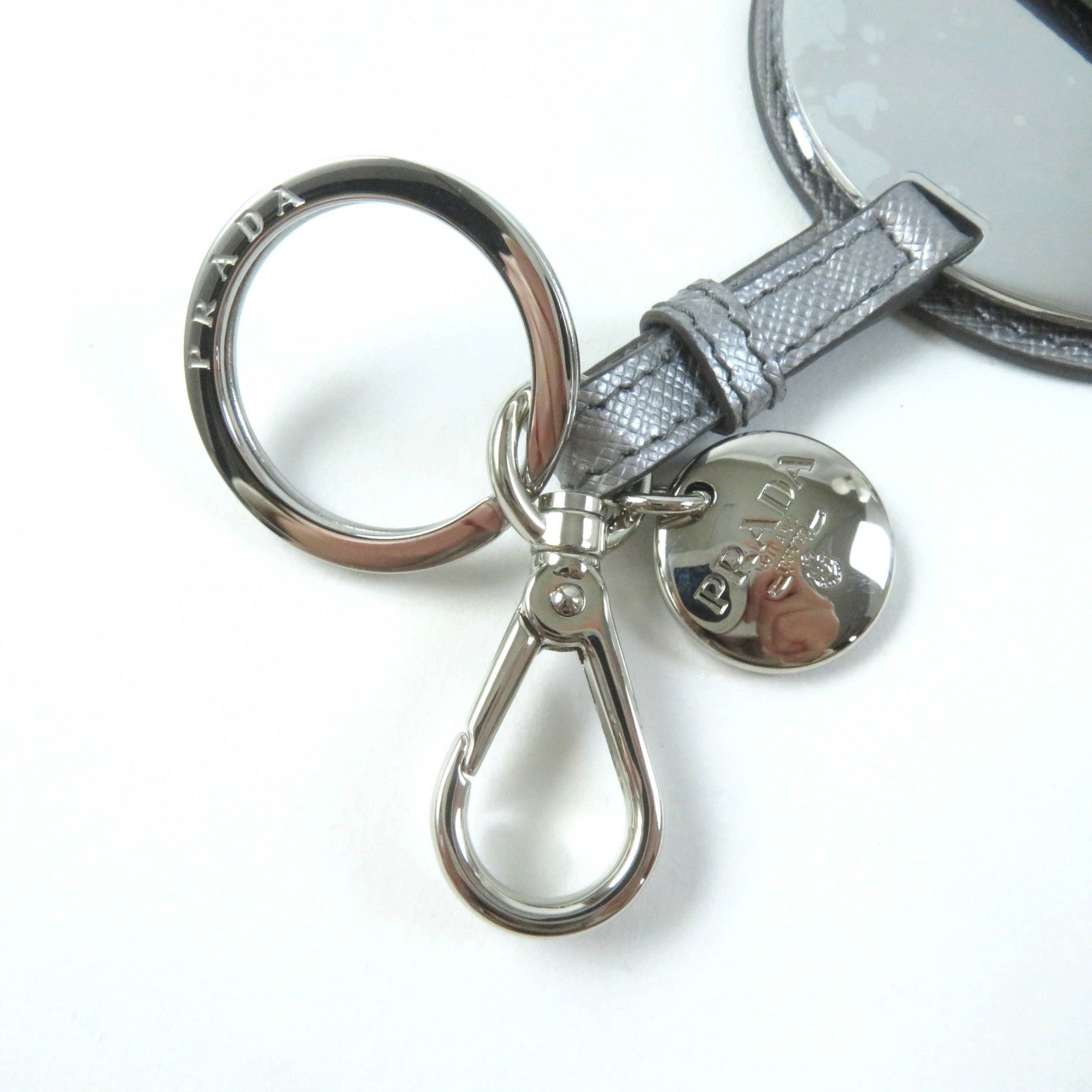 Prada Triangle Logo Key Ring with Mirror Charm