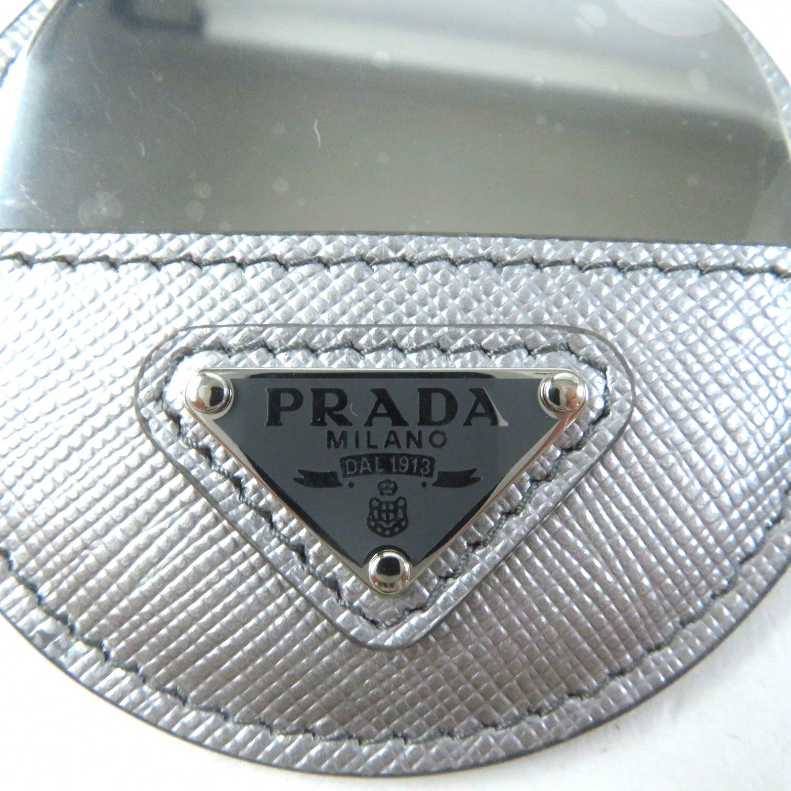 Prada Triangle Logo Key Ring with Mirror Charm