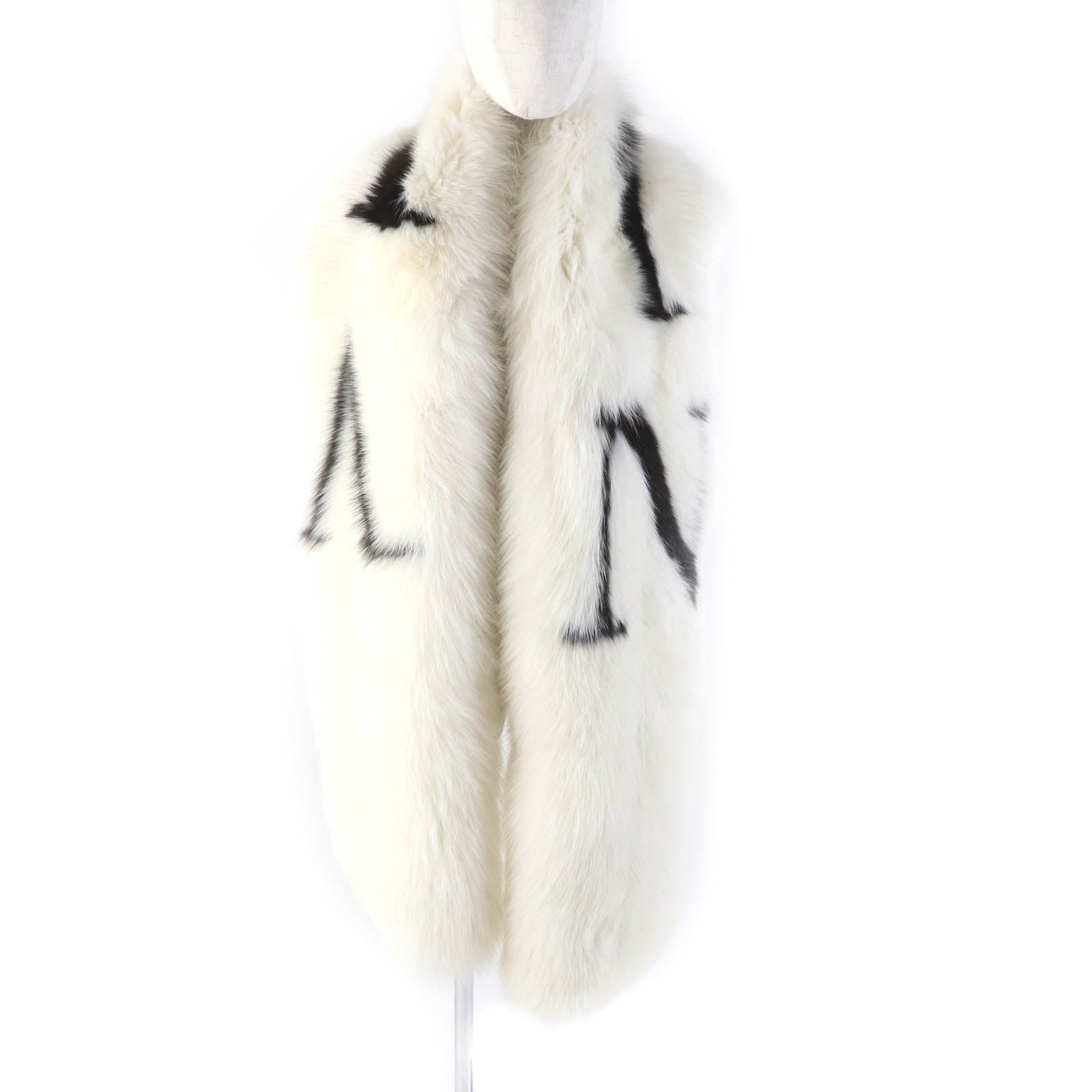 Valentino Fox Silk Logo Fur Shawl Women