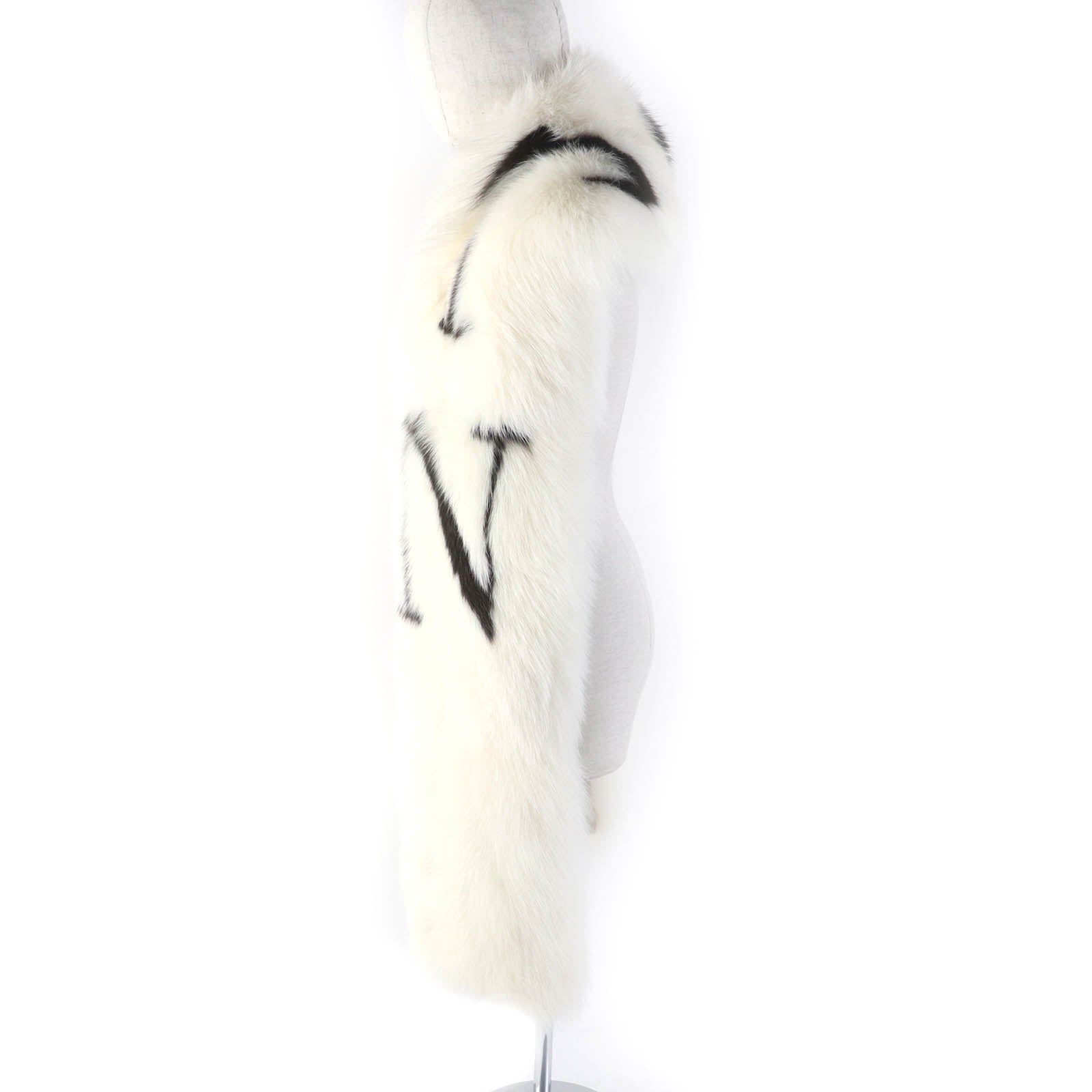 Valentino Fox Silk Logo Fur Shawl Women