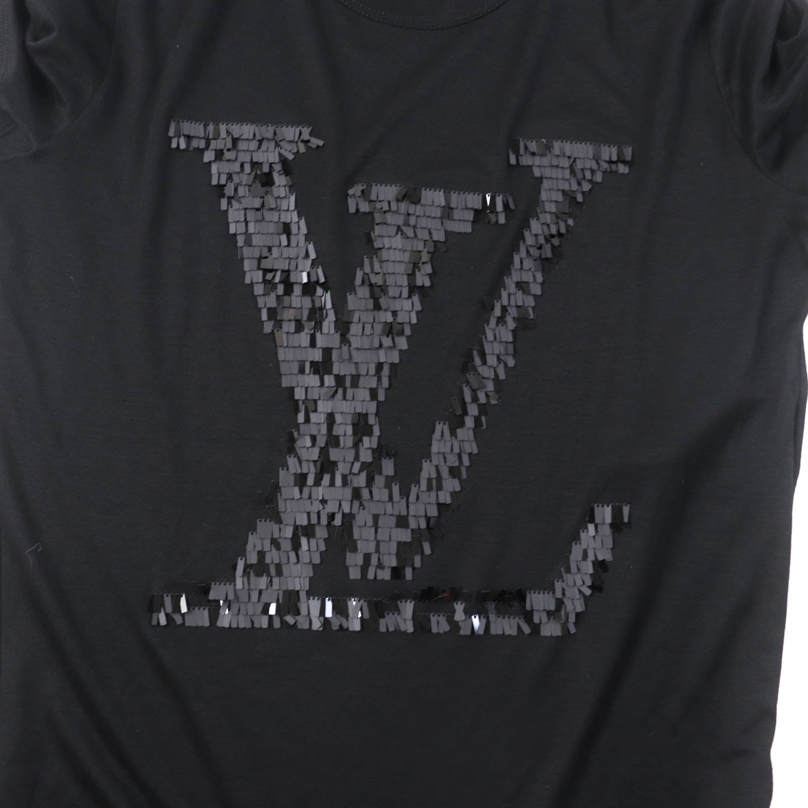 Louis Vuitton Logo Sequined T-shirt Black XS