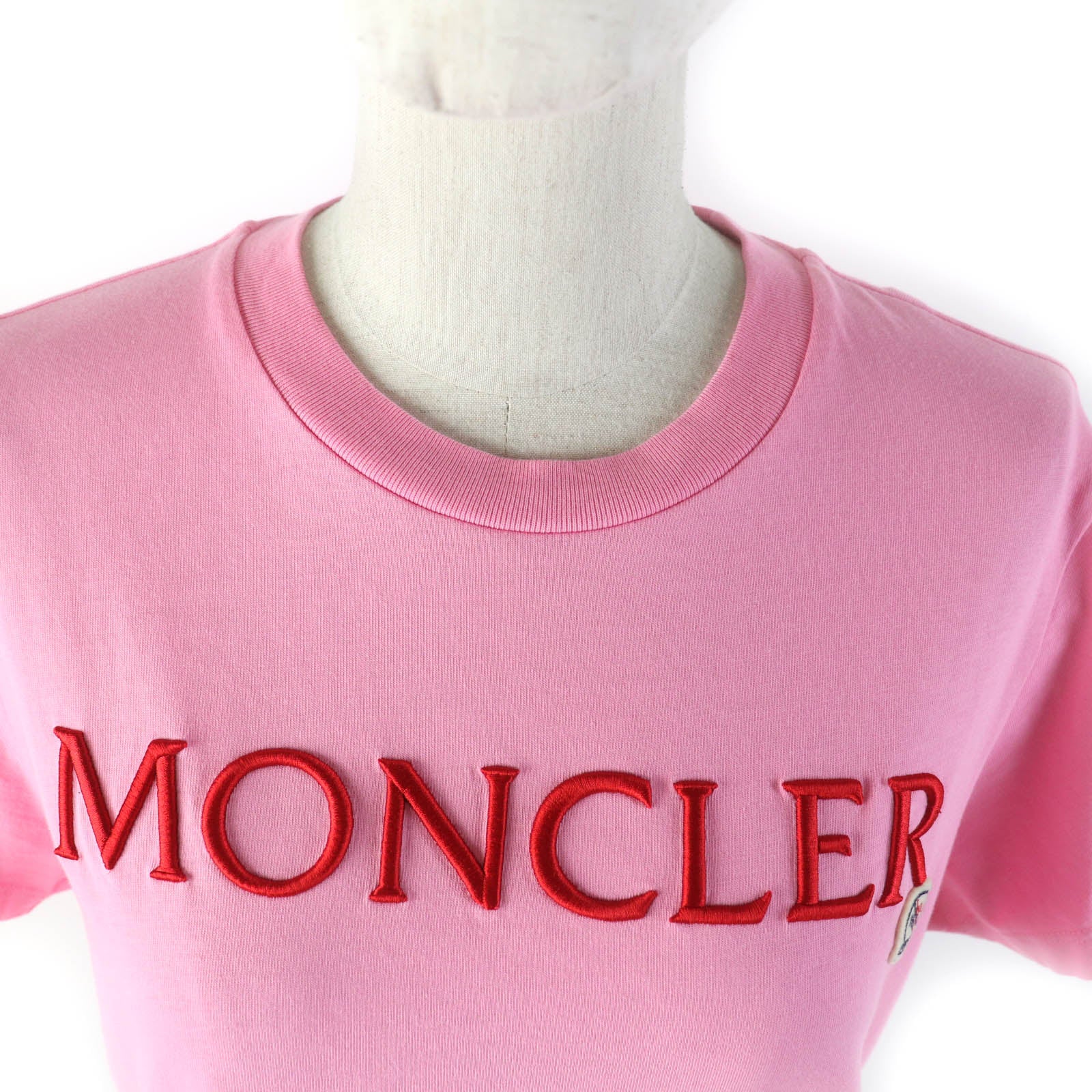 Moncler Cotton Crew Neck T-Shirt Pink XS