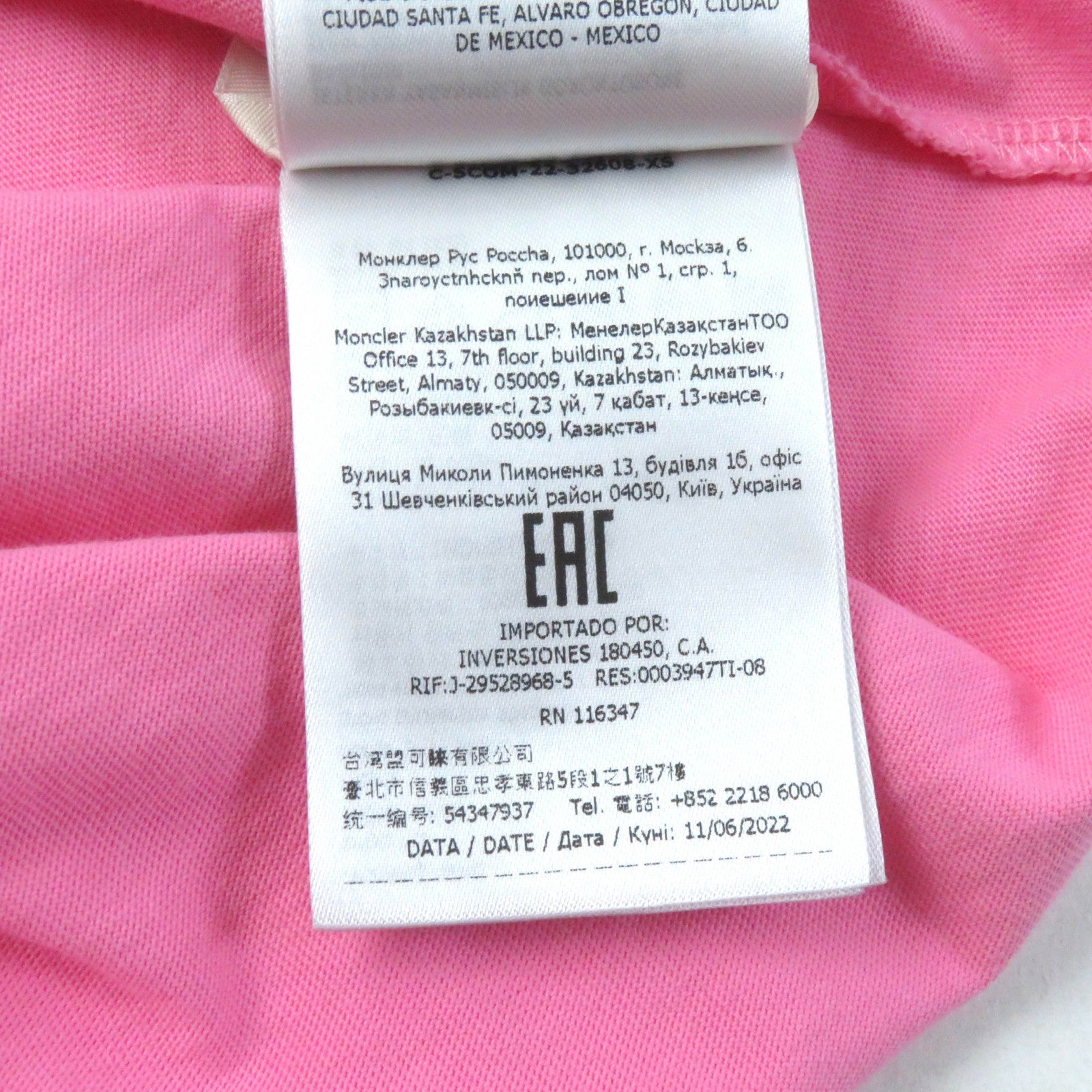 Moncler Cotton Crew Neck T-Shirt Pink XS